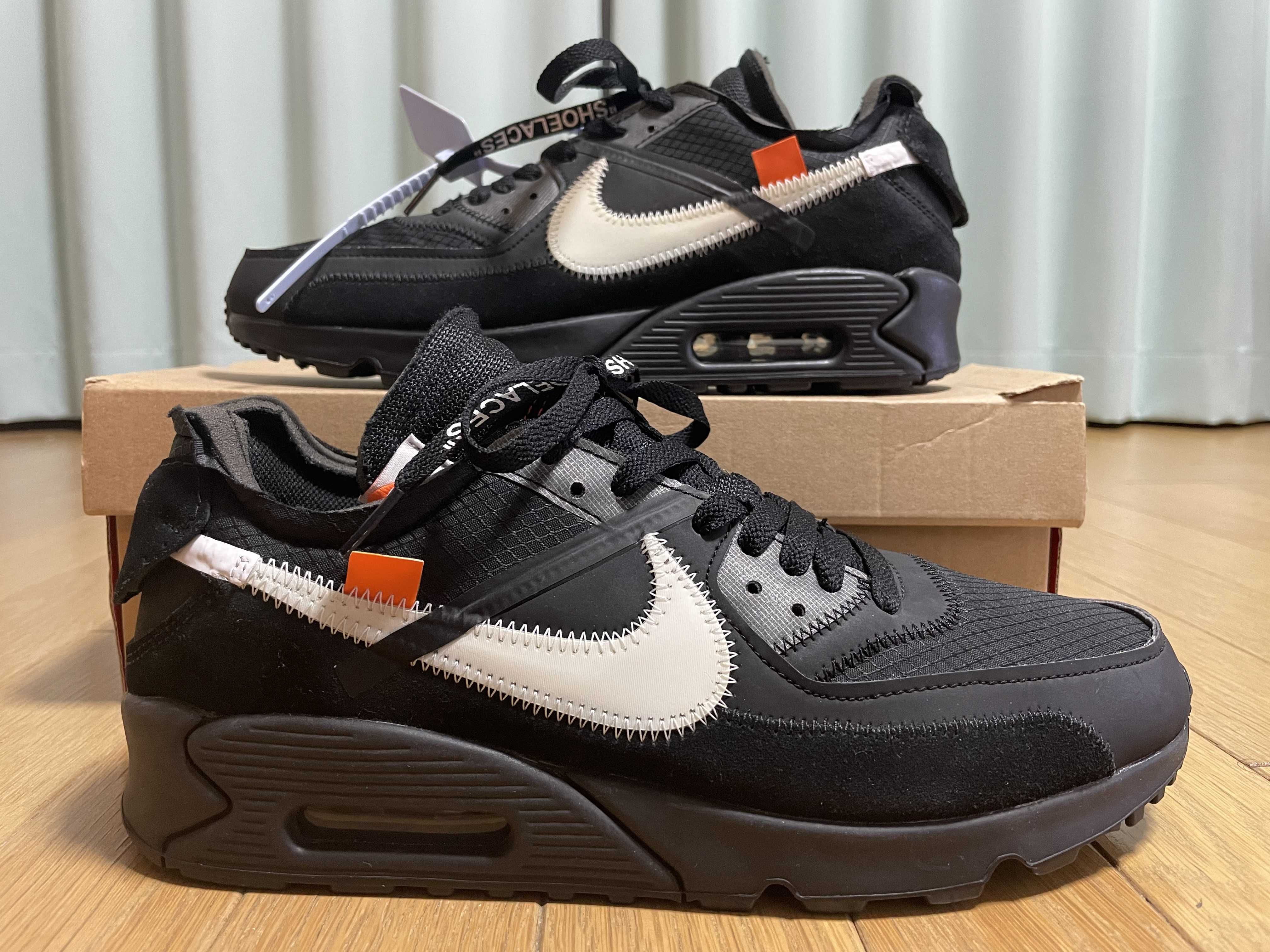 Off-White × Nike Air Max 90 "Black/Black-Cone-White"