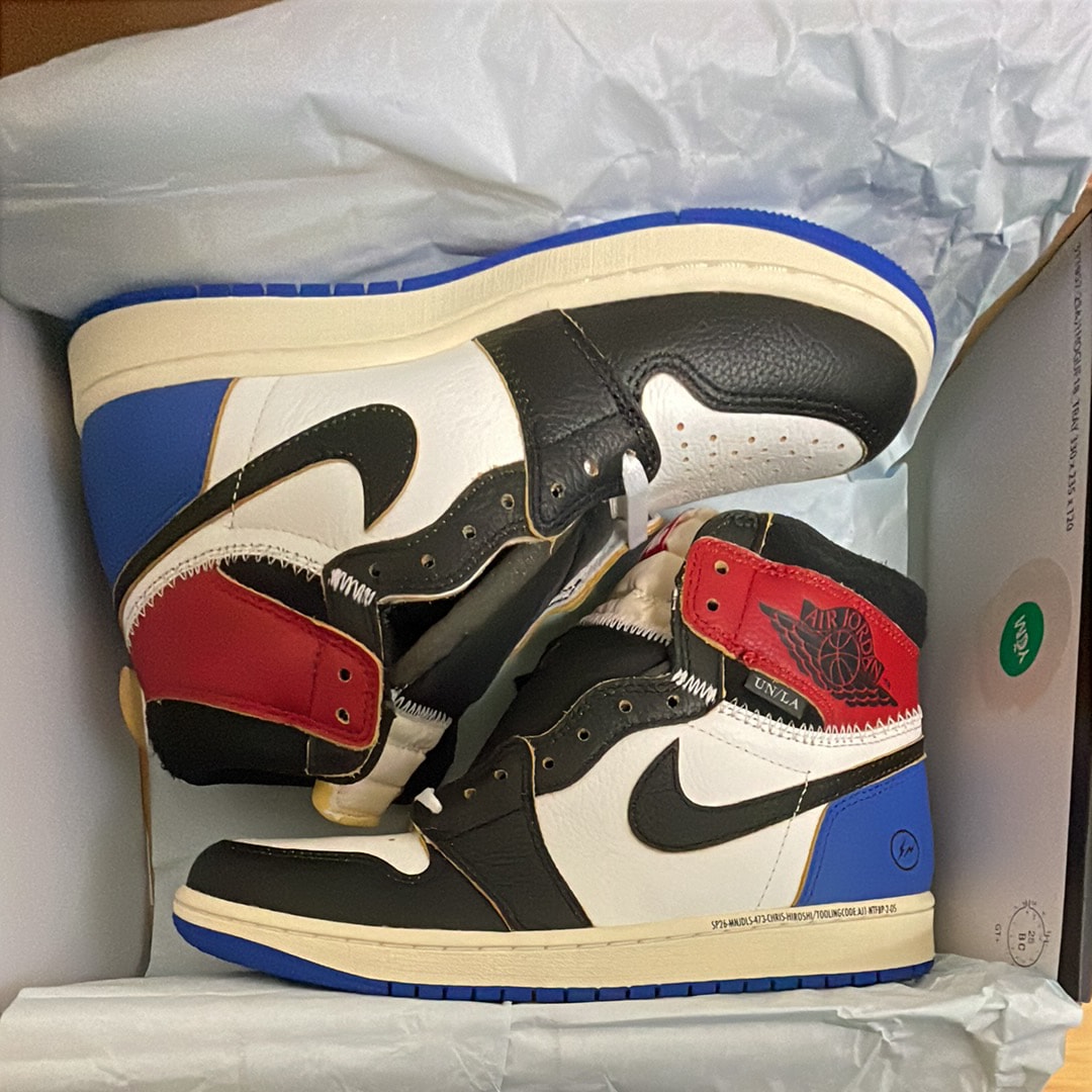 fragment design × UNION × Nike Air Jordan 1 High OG "Black/Varsity Red"