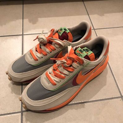 CLOT × Sacai × Nike LD Waffle "Orange Blaze"