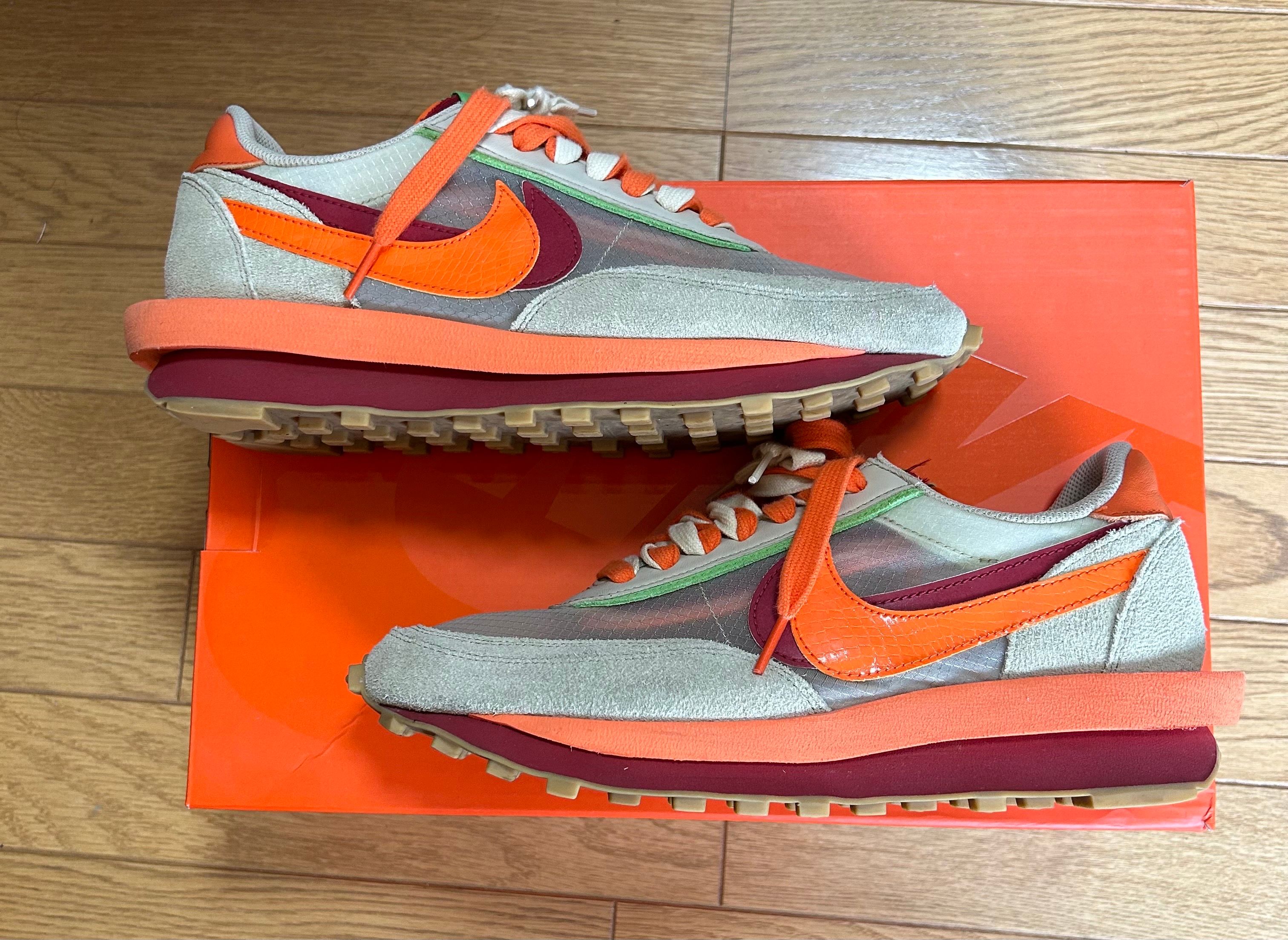CLOT × Sacai × Nike LD Waffle "Orange Blaze"