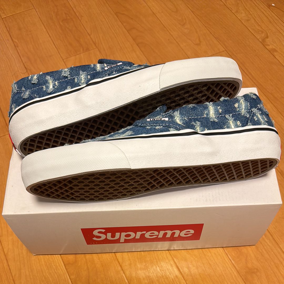 Supreme × Vans Slip-On Hole Punch Denim "Blue"