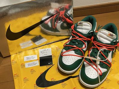 Off-White × Nike Dunk Low "White/Pine Green"