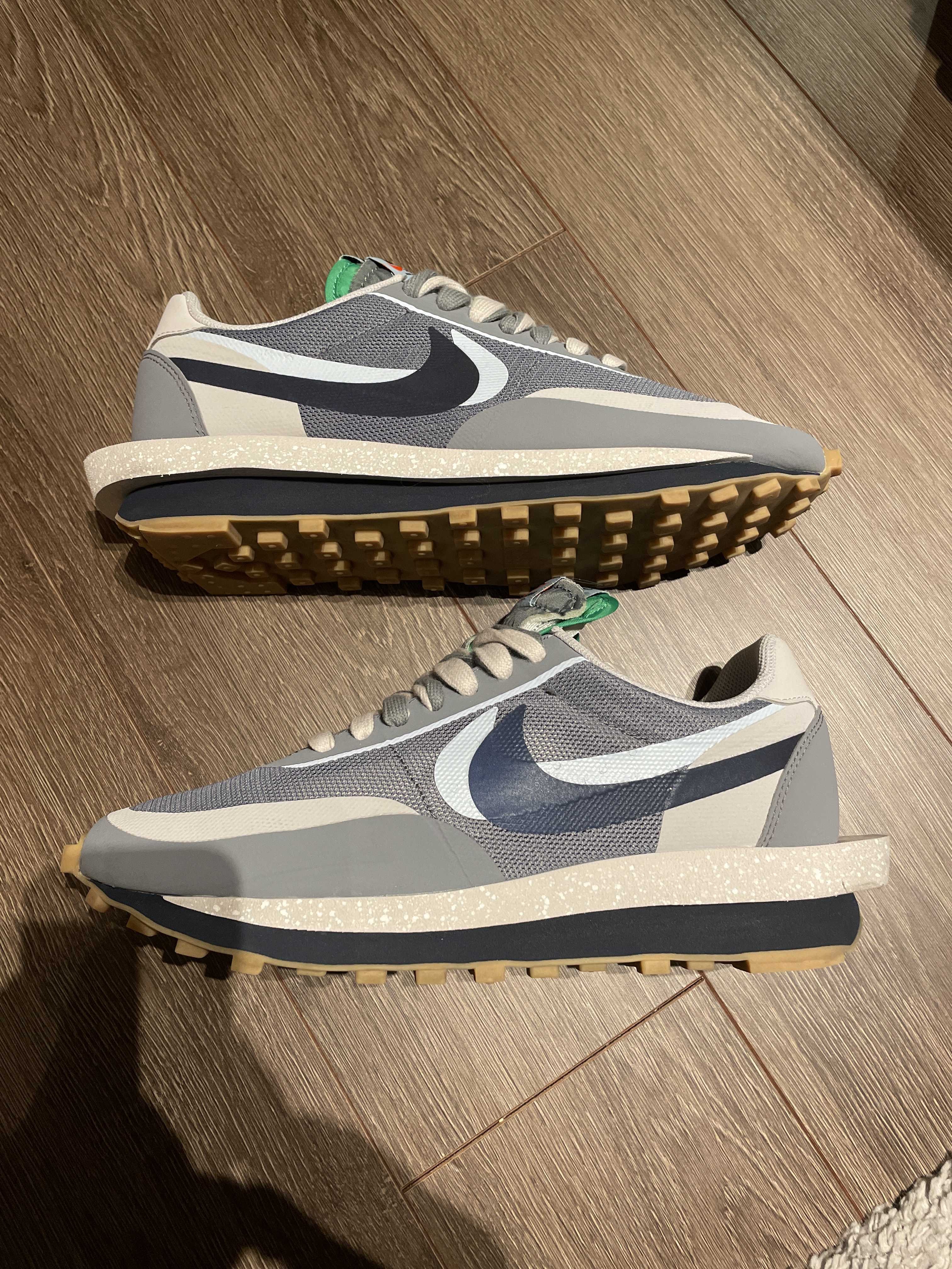 CLOT × Sacai × Nike LD Waffle "Grey Obsidian/Cool Grey"