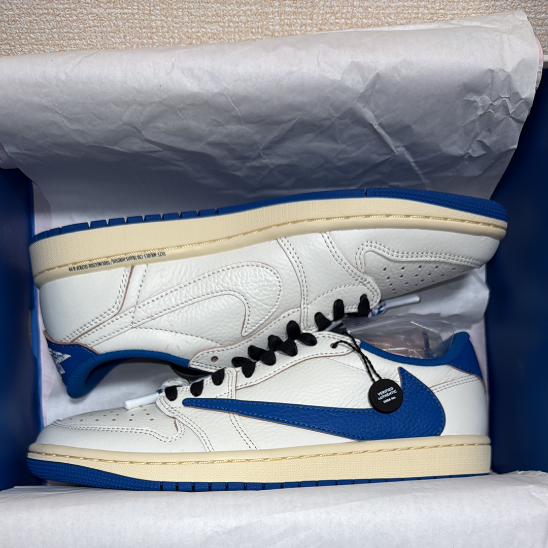 Travis Scott × fragment design × Nike Air Jordan 1 Low OG "Sail/Military Blue"