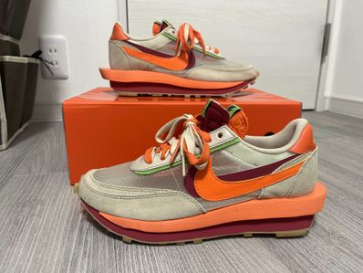 CLOT × Sacai × Nike LD Waffle "Orange Blaze"