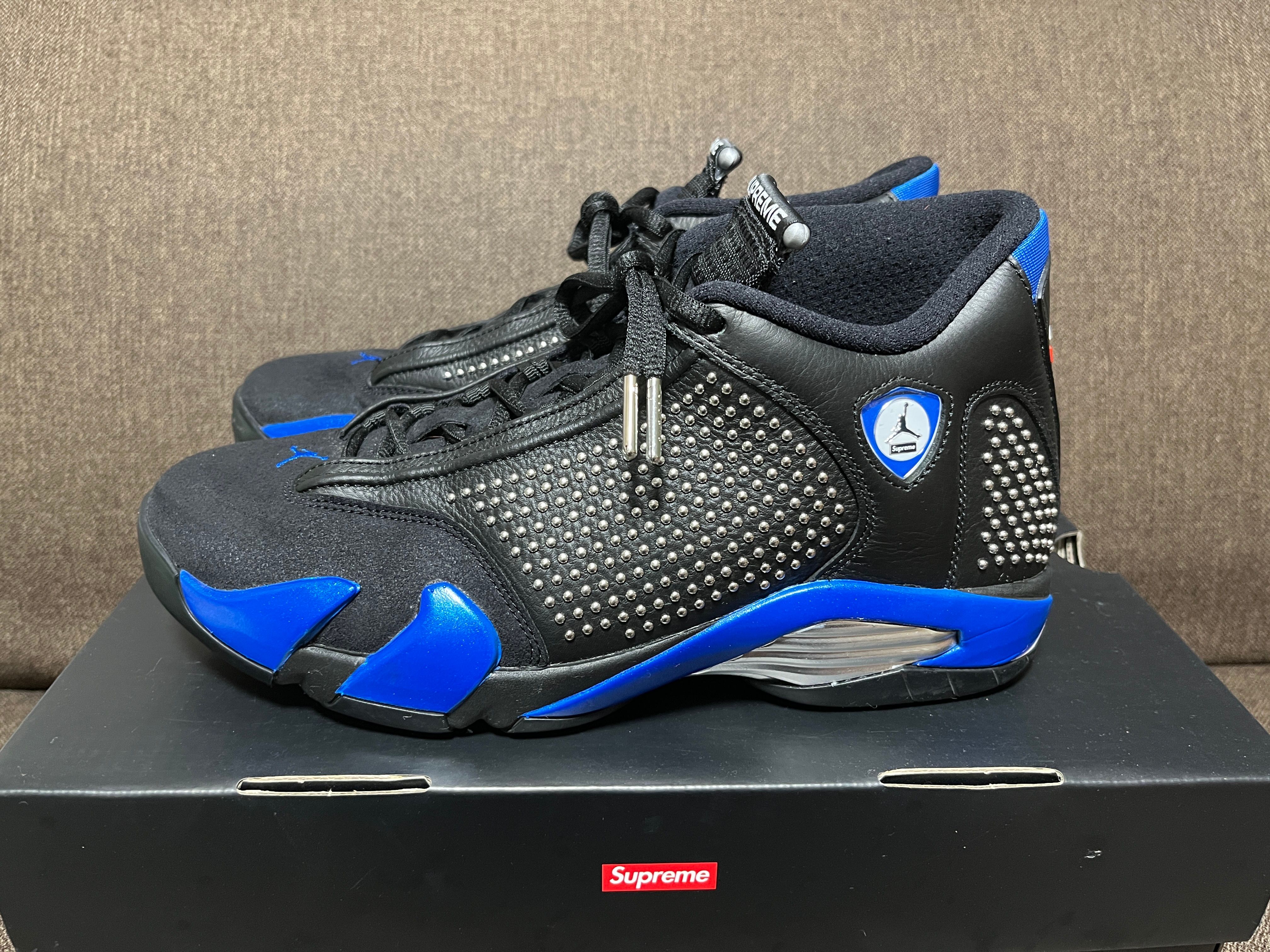 Supreme × Nike Air Jordan 14 Retro "Black/Varsity Royal/Chrome"