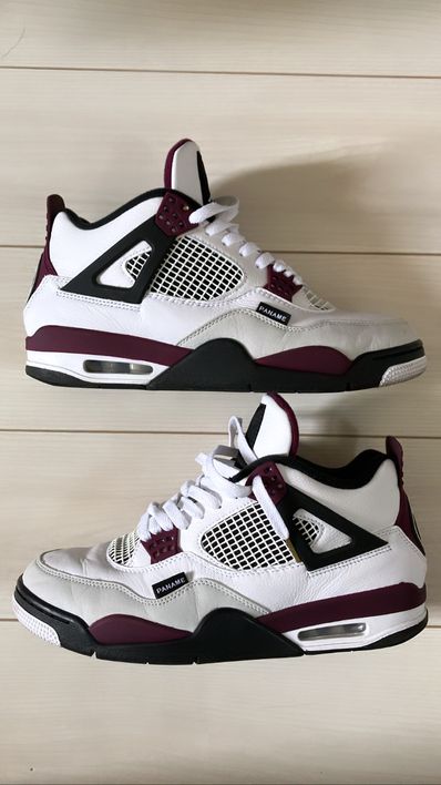 Paris Saint Germain ×Nike Air Jordan 4 Retro "White/Bordeaux/Neutral Gray"