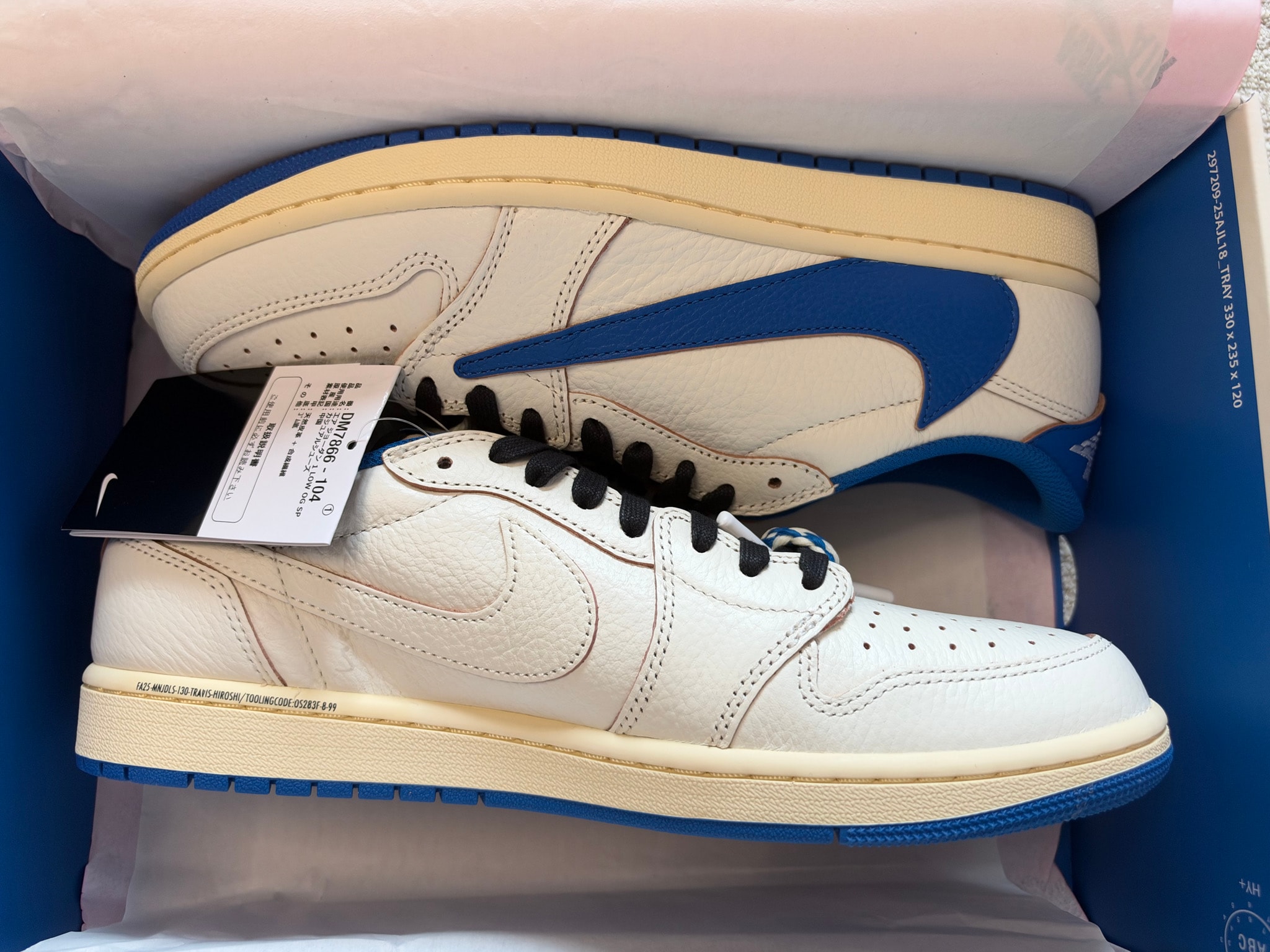 Travis Scott × fragment design × Nike Air Jordan 1 Low OG "Sail/Military Blue"