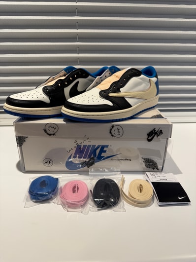 Travis Scott × fragment design × Nike Air Jordan 1 Low OG SP "Military Blue"