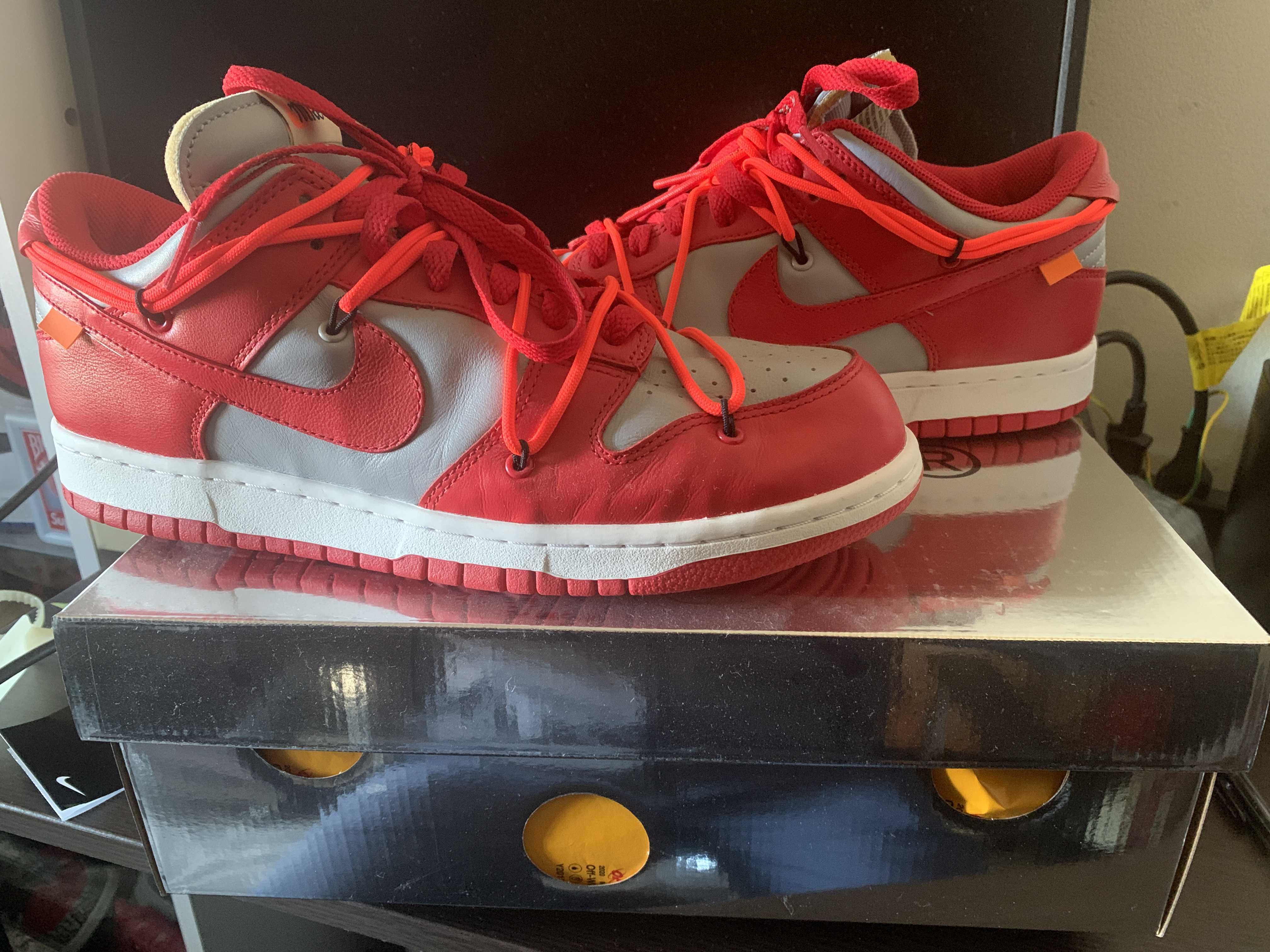 Off-White × Nike Dunk Low "University Red/Wolf Grey"