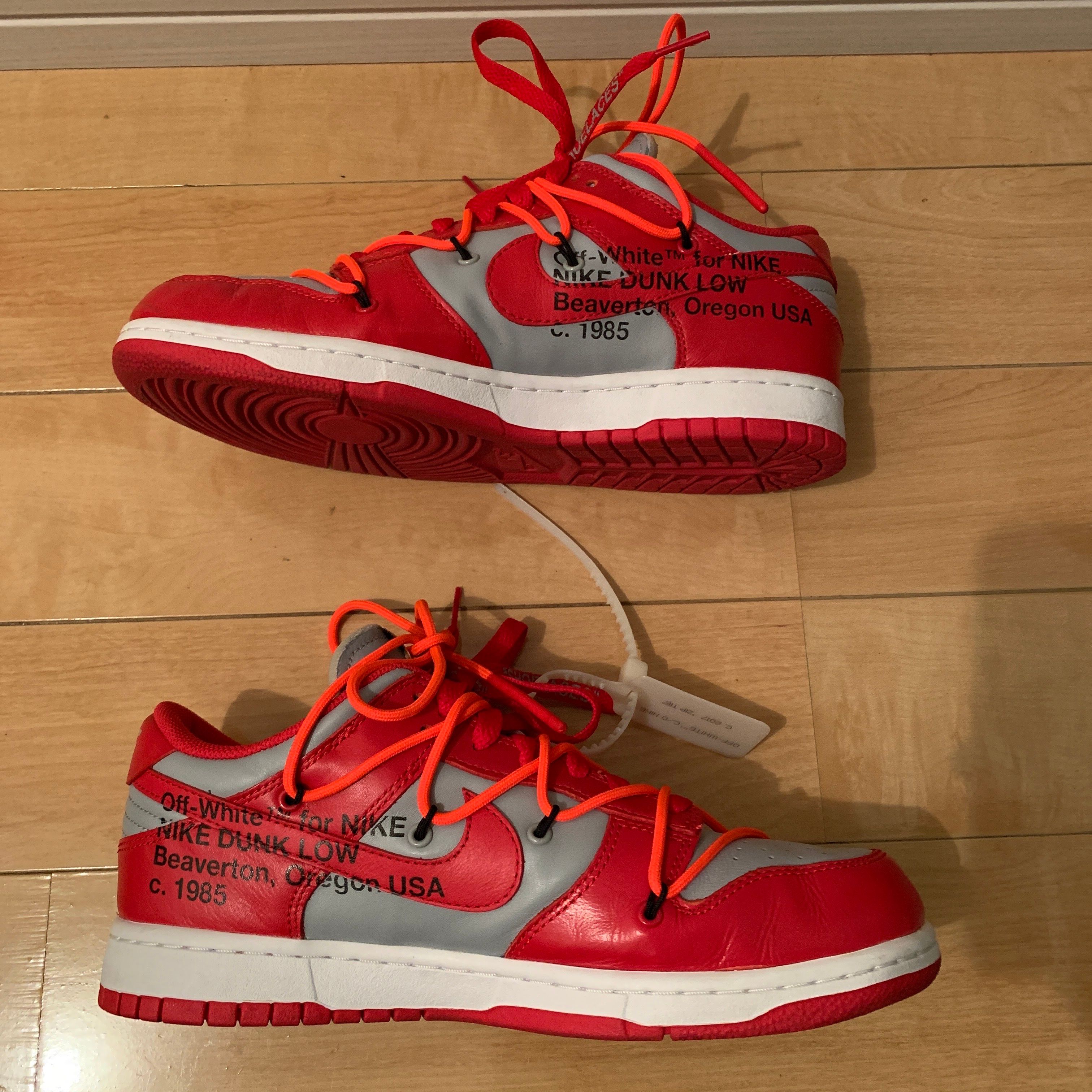 Off-White × Nike Dunk Low "University Red/Wolf Grey"