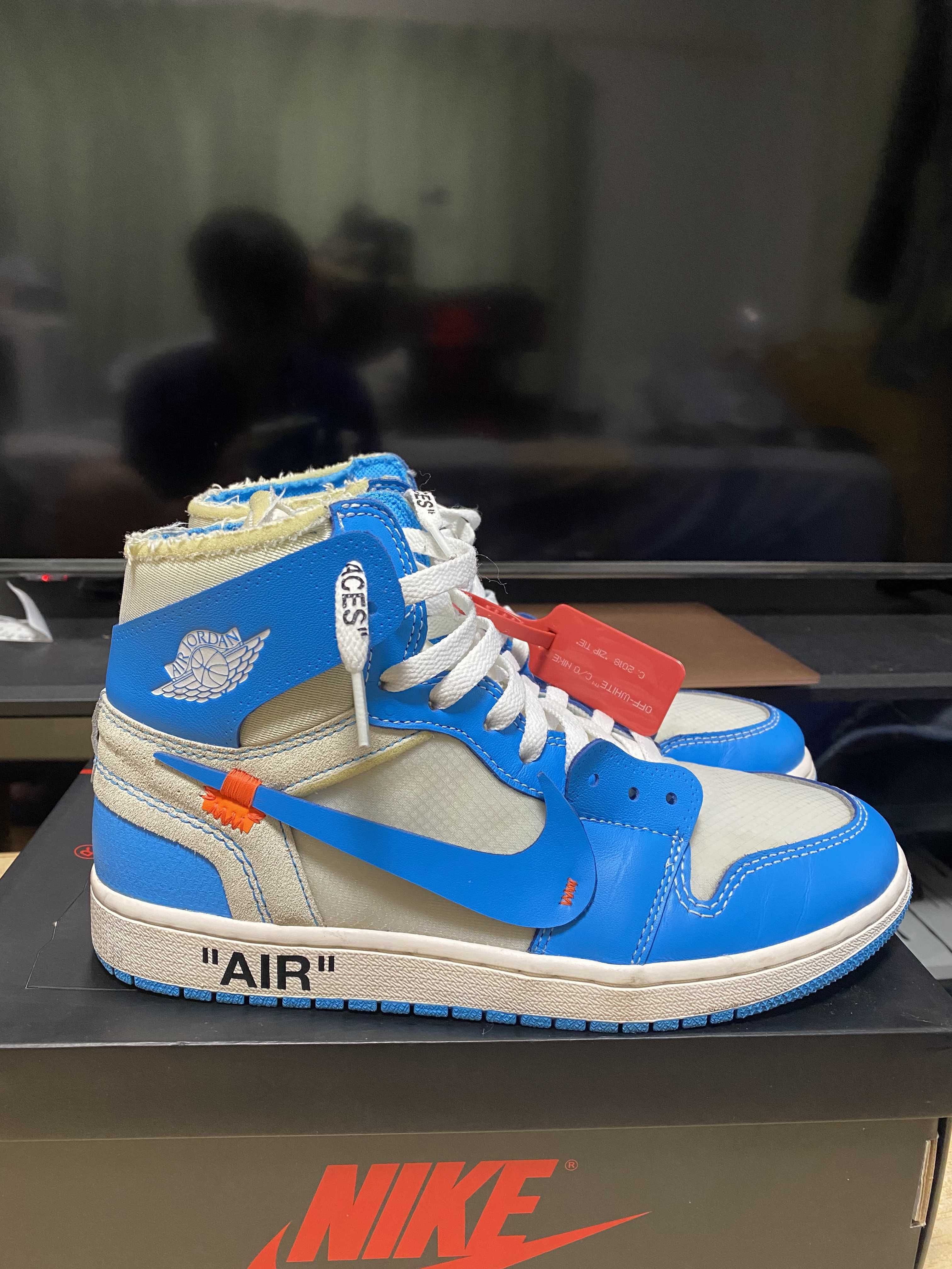Off-White × Nike Air Jordan 1 High UNC "White/Dark Powder Blue"