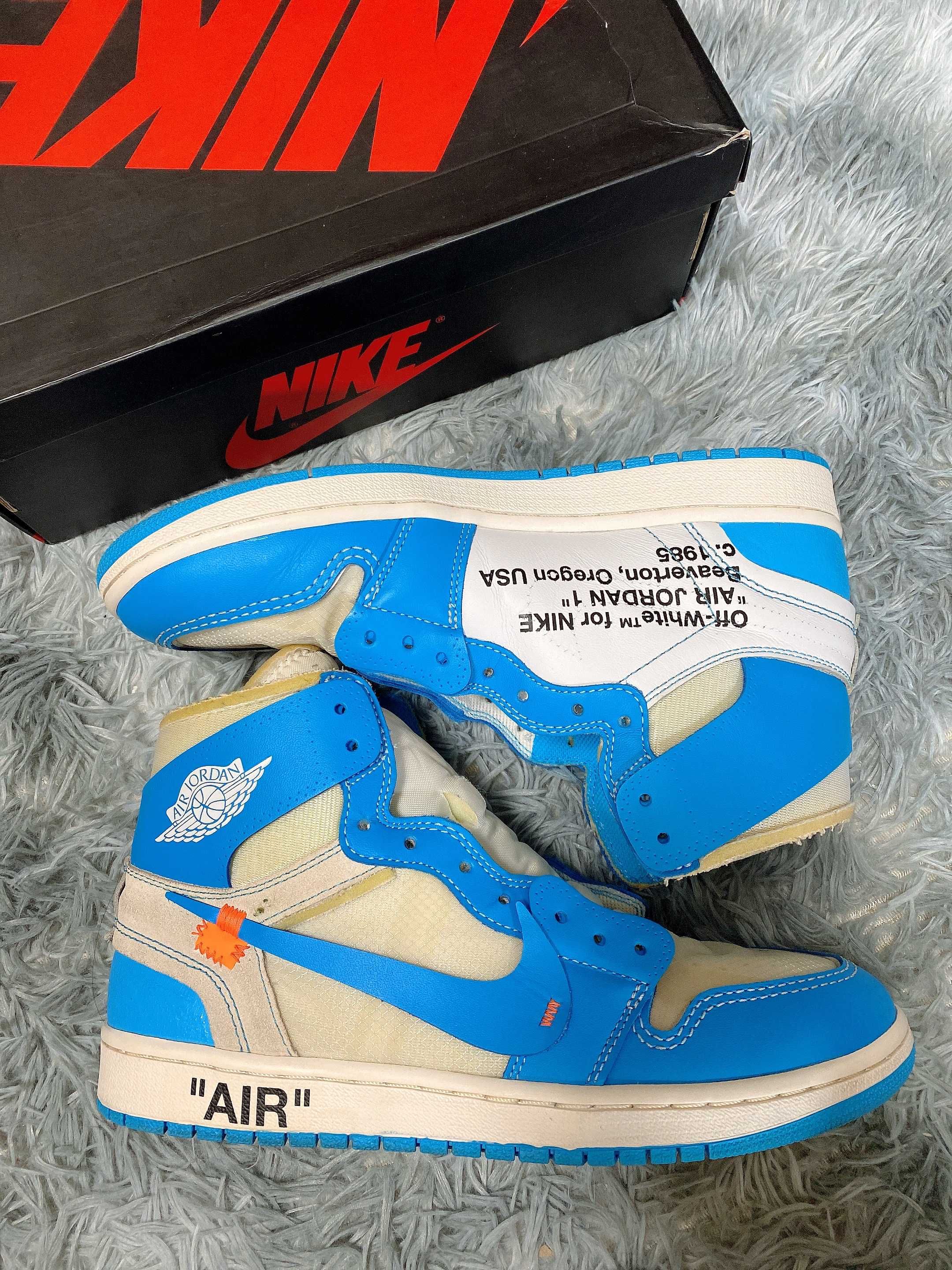 Off-White × Nike Air Jordan 1 High UNC "White/Dark Powder Blue"