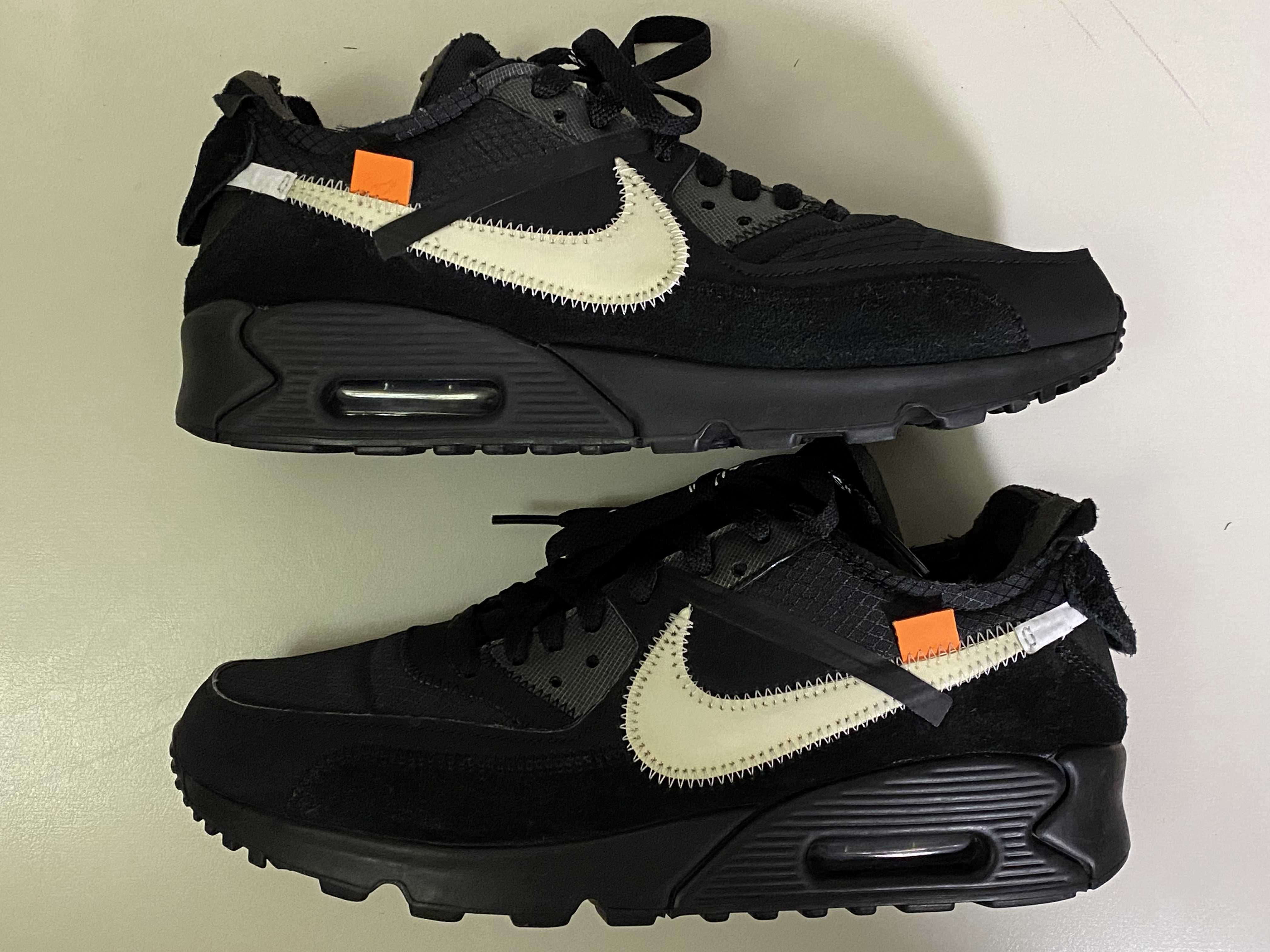 Off-White × Nike Air Max 90 "Black/Black-Cone-White"