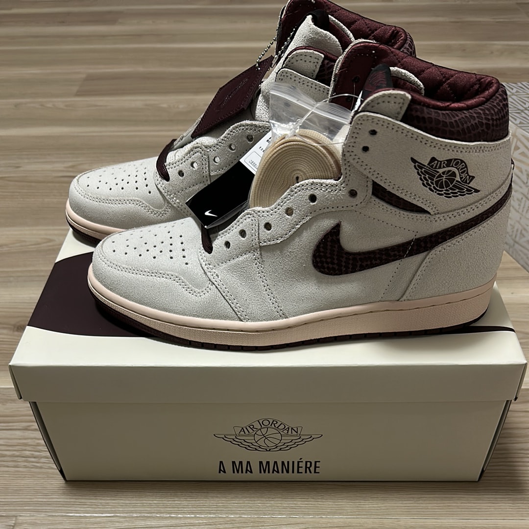 A Ma Maniere × Nike Air Jordan 1 Retro High OG "Sail and Burgundy"