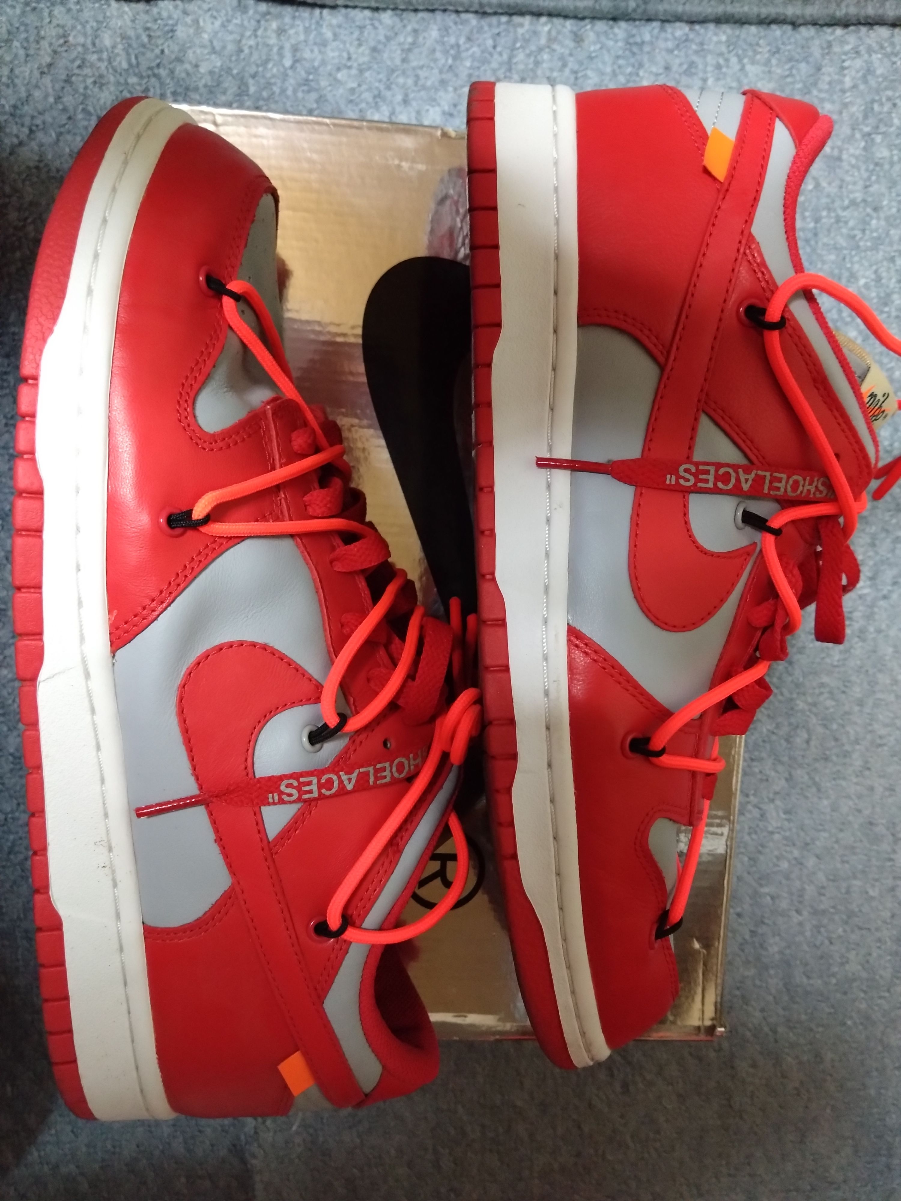 Off-White × Nike Dunk Low "University Red/Wolf Grey"