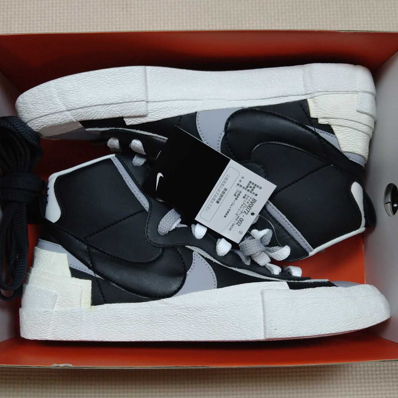 sacai × NIKE BLAZER MID "BLACK/WOLF GREY/WHITE"