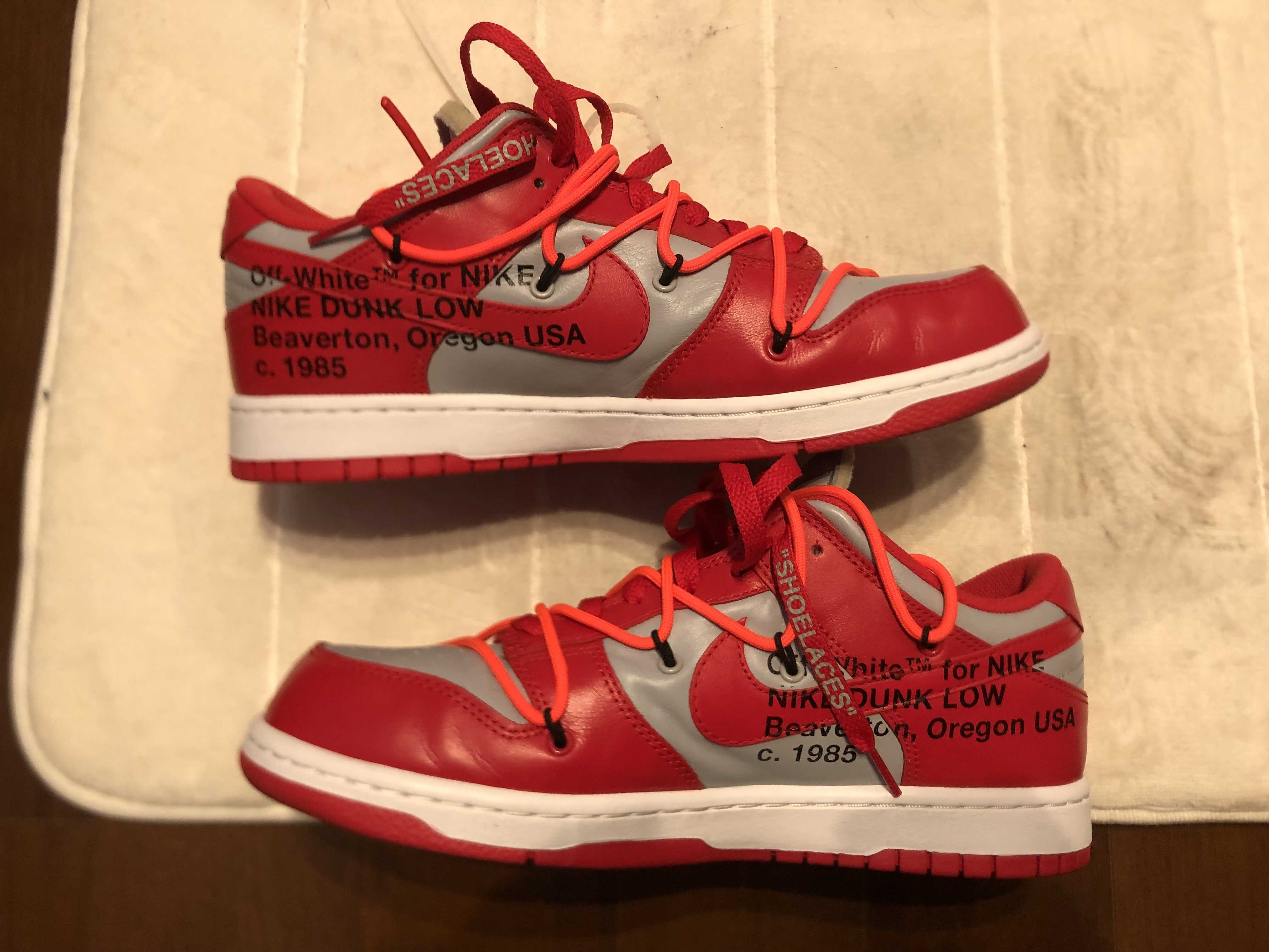 Off-White × Nike Dunk Low "University Red/Wolf Grey"