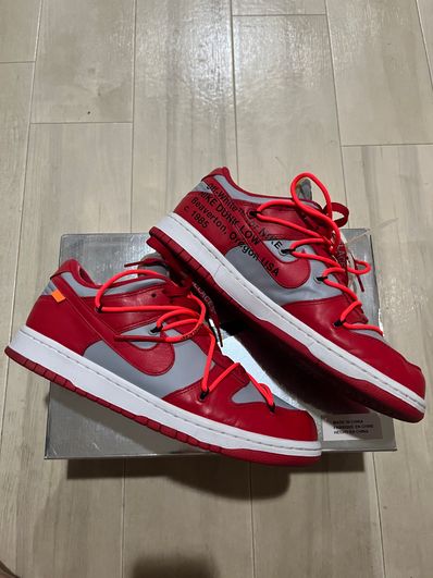 Off-White × Nike Dunk Low "University Red/Wolf Grey"