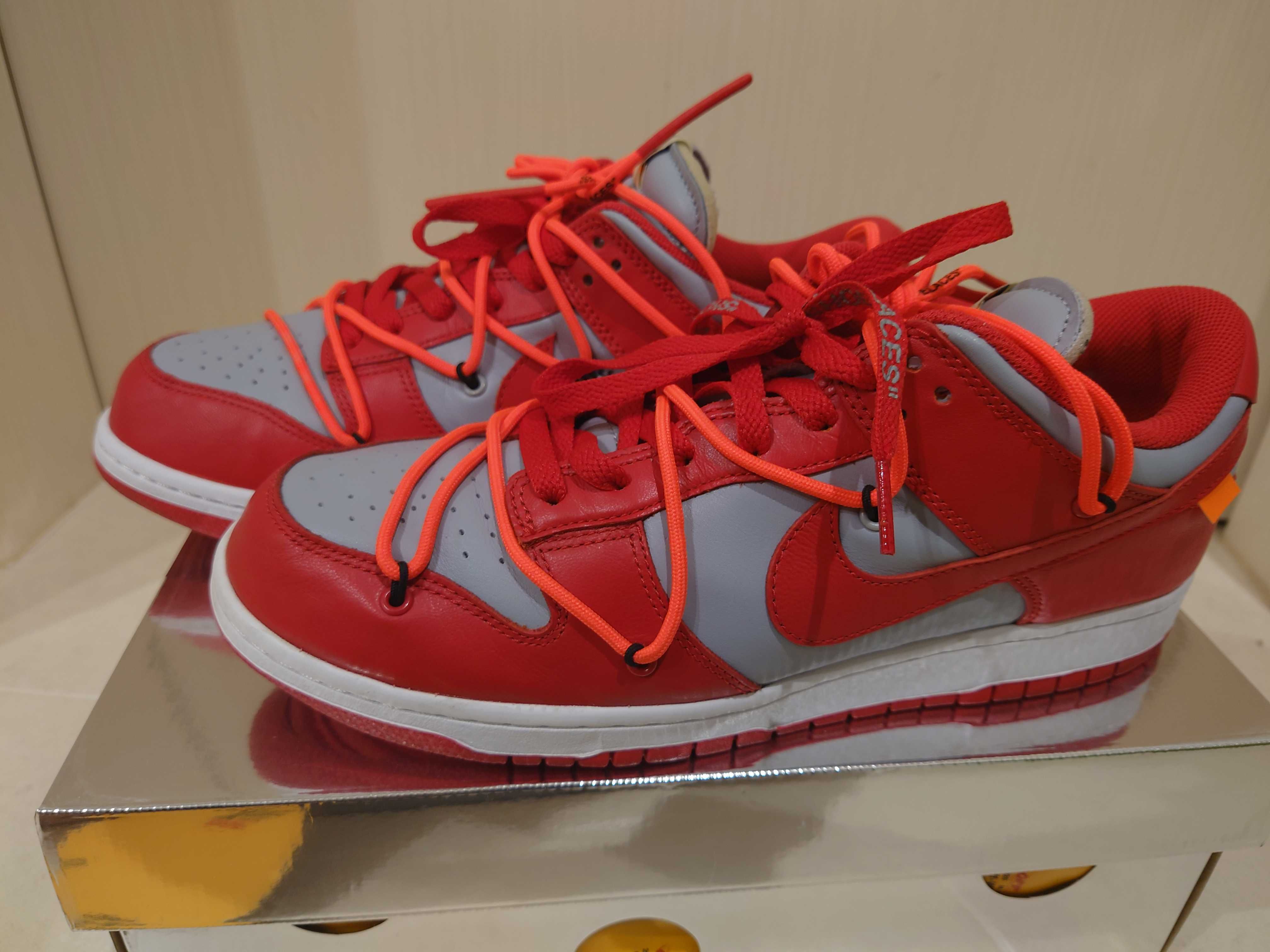Off-White × Nike Dunk Low "University Red/Wolf Grey"