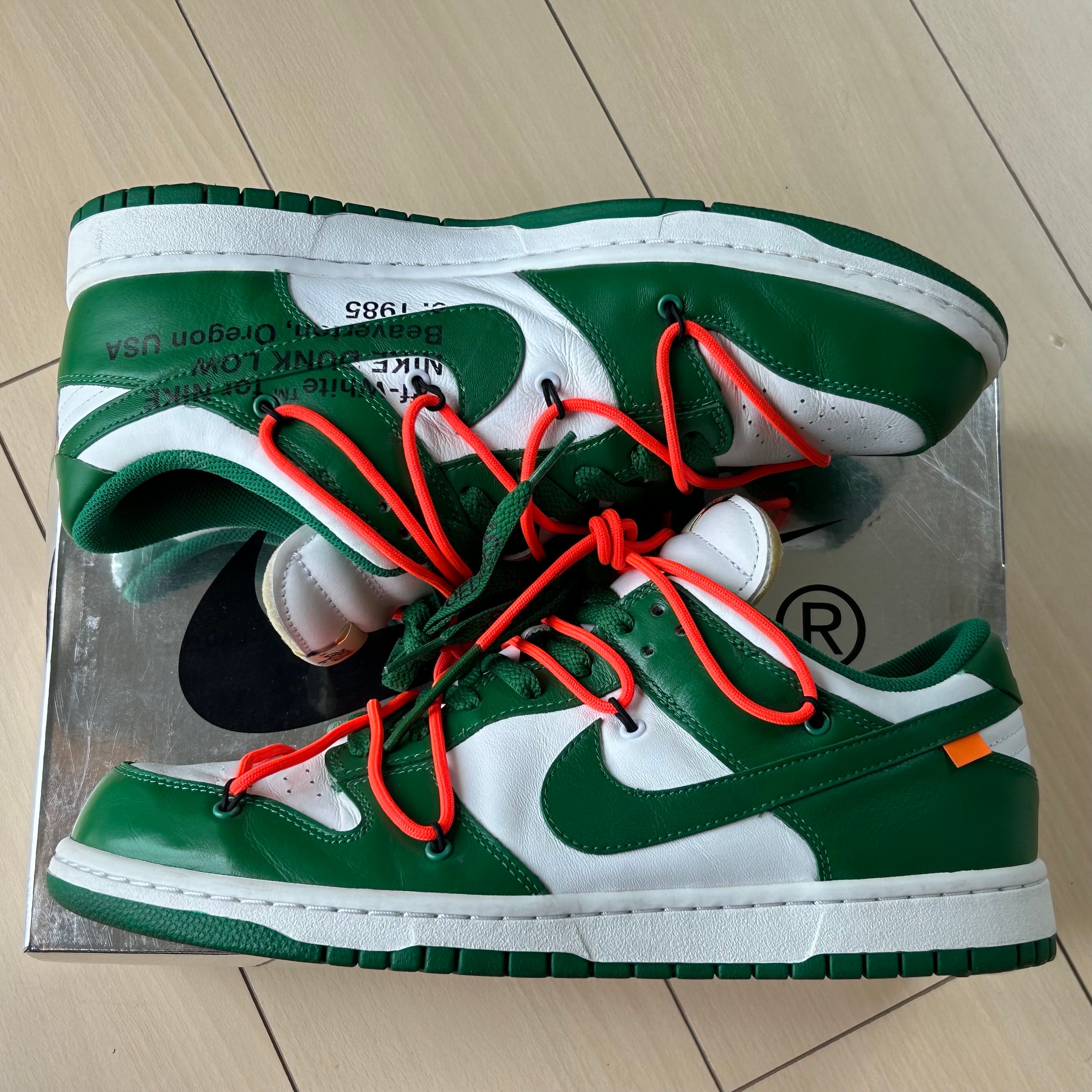 Off-White × Nike Dunk Low "White/Pine Green"