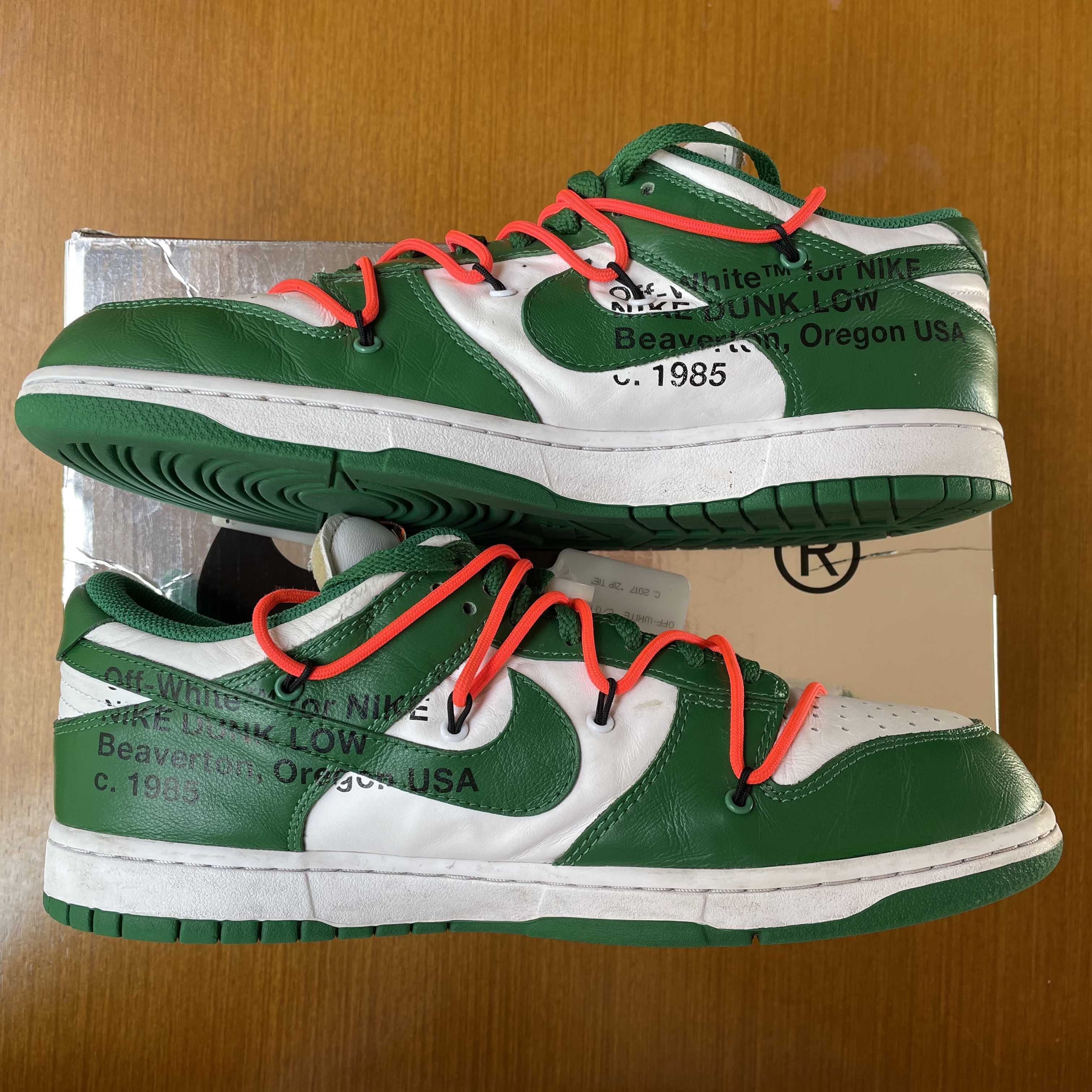 Off-White × Nike Dunk Low "White/Pine Green"