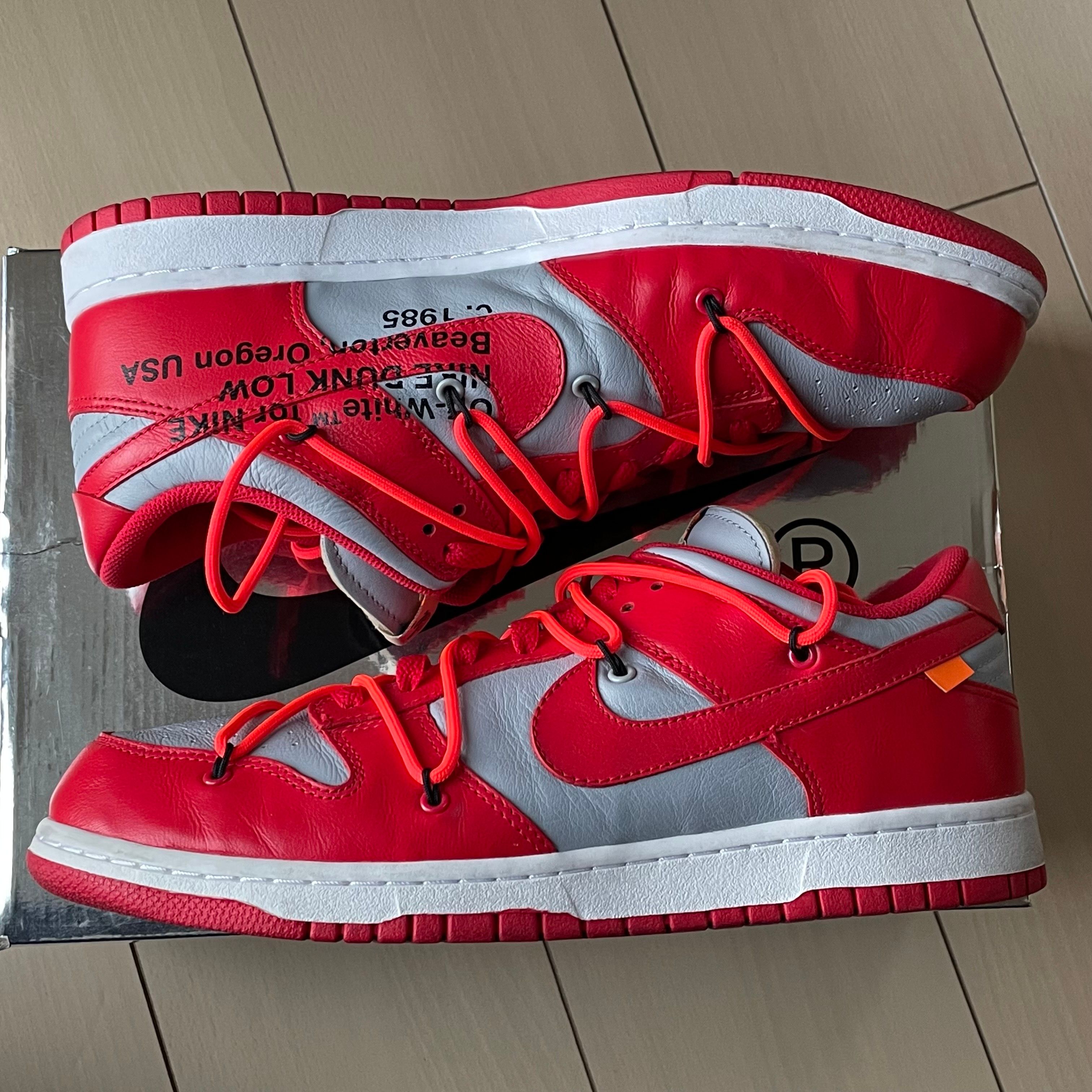 Off-White × Nike Dunk Low "University Red/Wolf Grey"