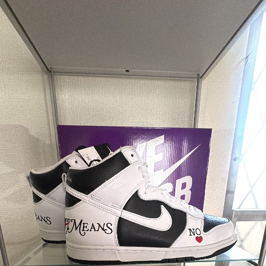 Supreme × Nike SB Dunk High By Any Means "White Black"