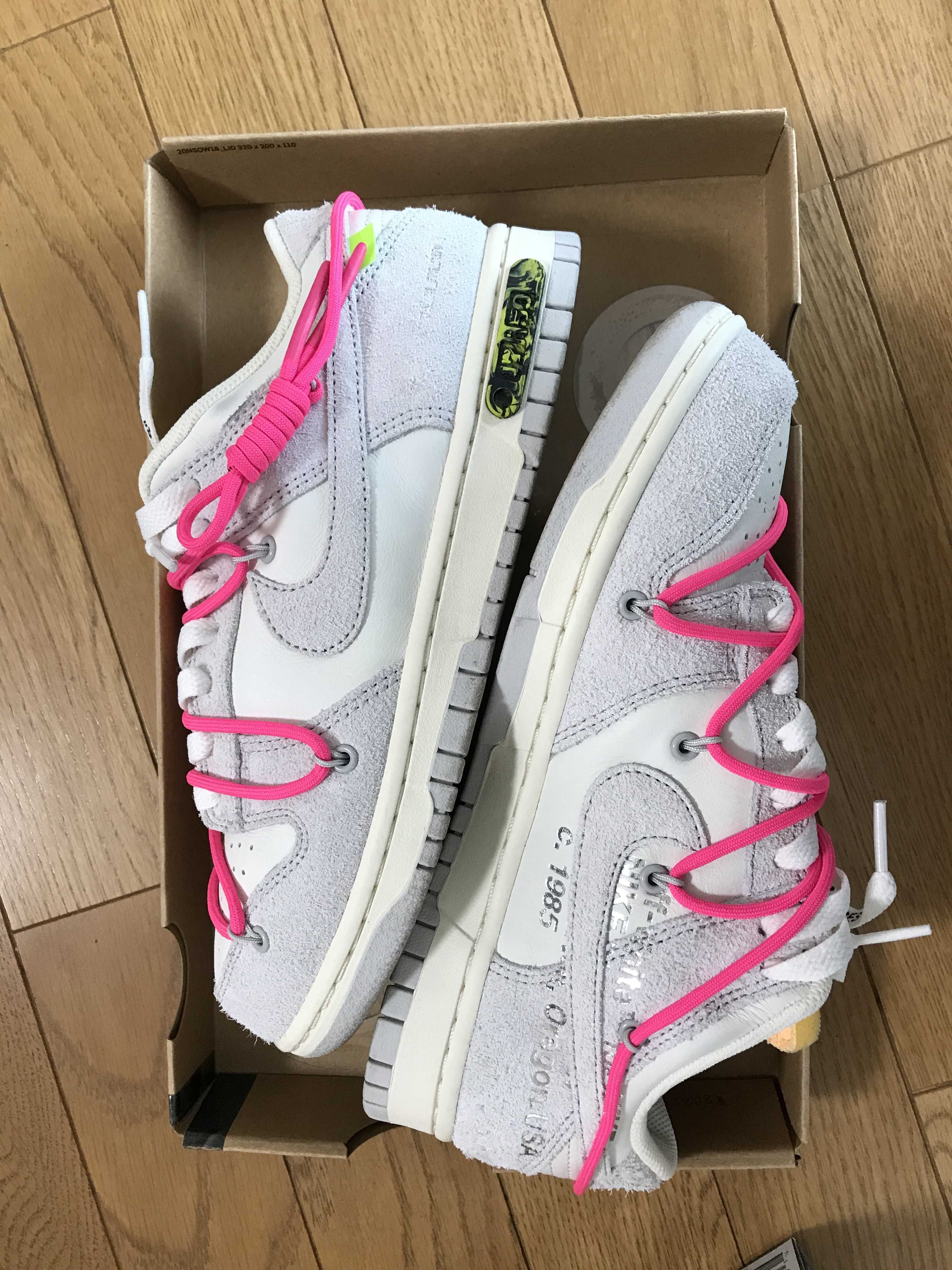 Off-White × Nike Dunk Low "Sail/Neutral Gray/Hyper Pink"