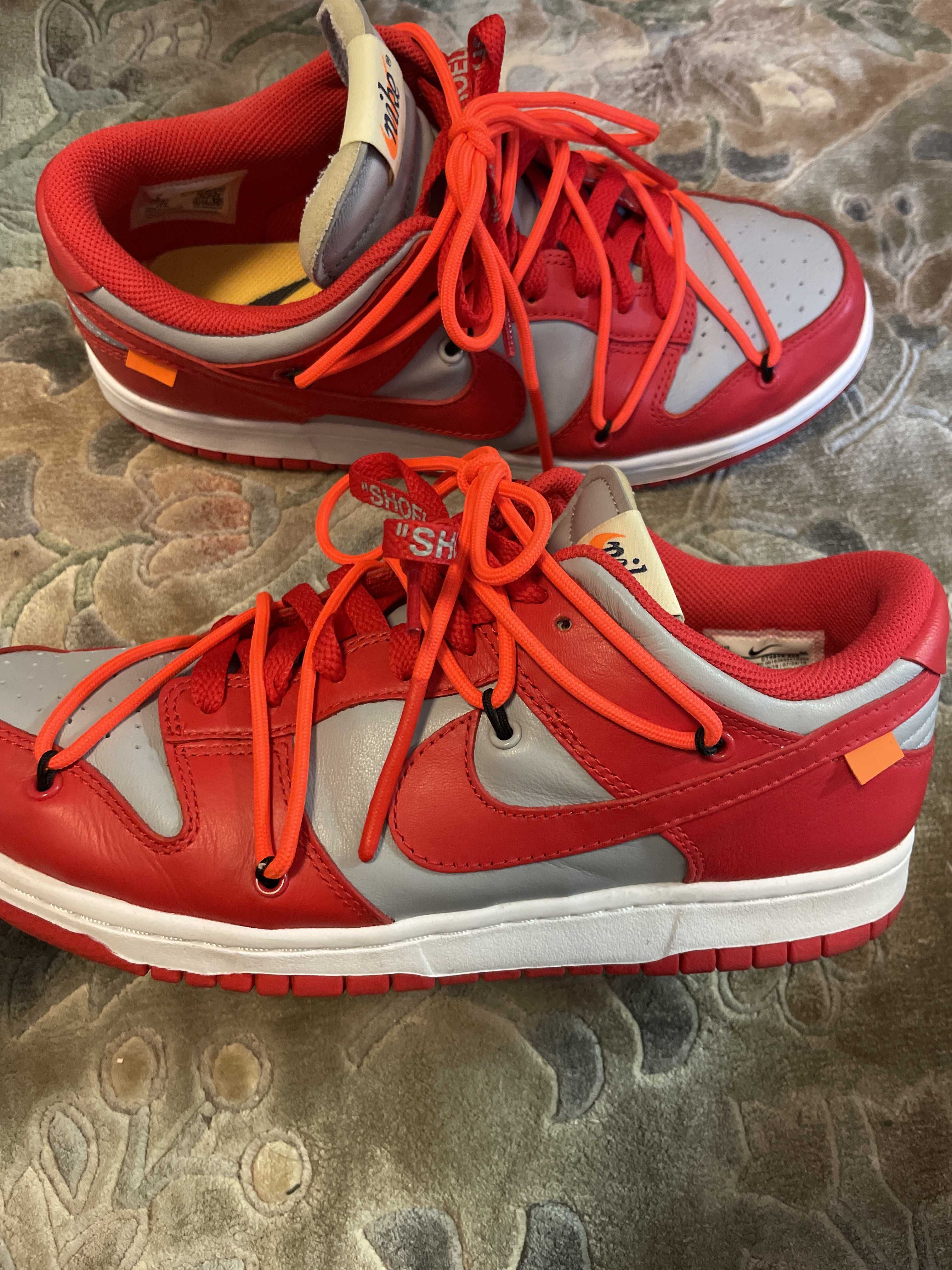 Off-White × Nike Dunk Low "University Red/Wolf Grey"