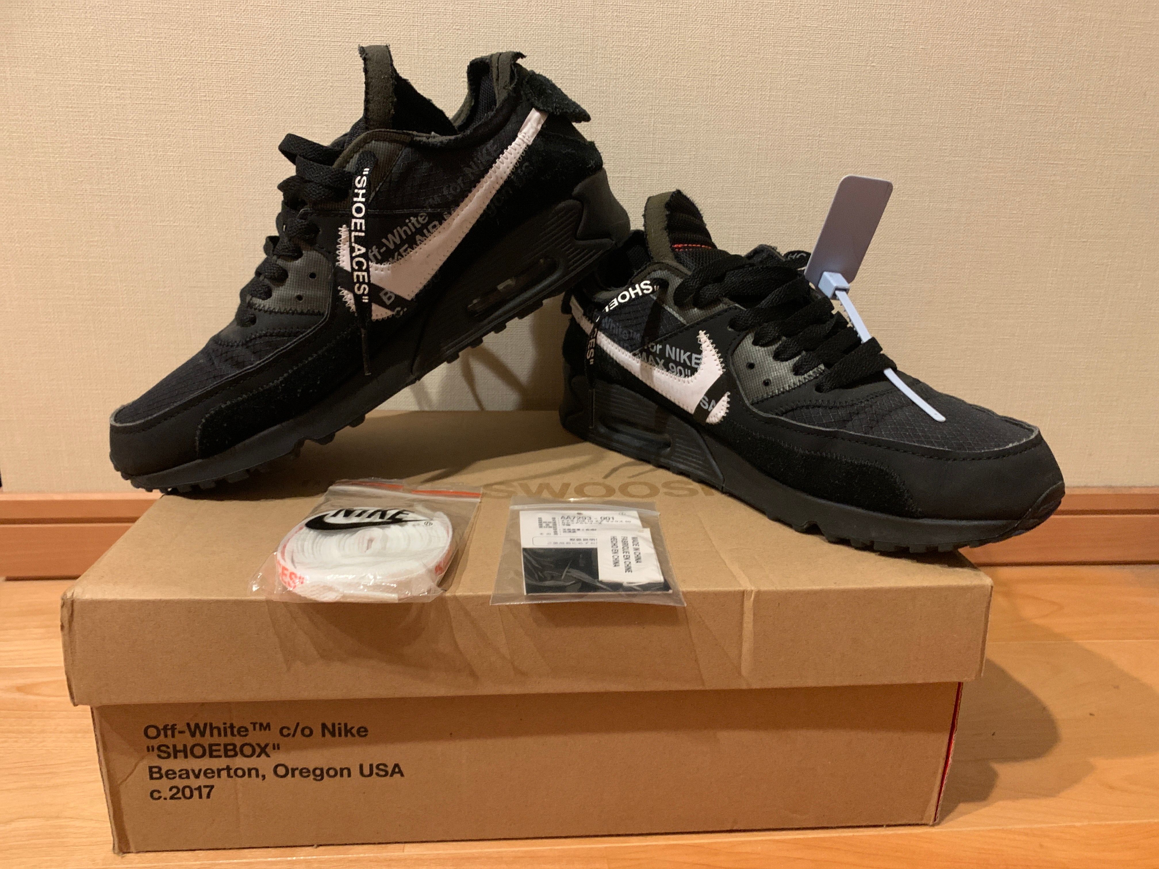 Off-White × Nike Air Max 90 "Black/Black-Cone-White"