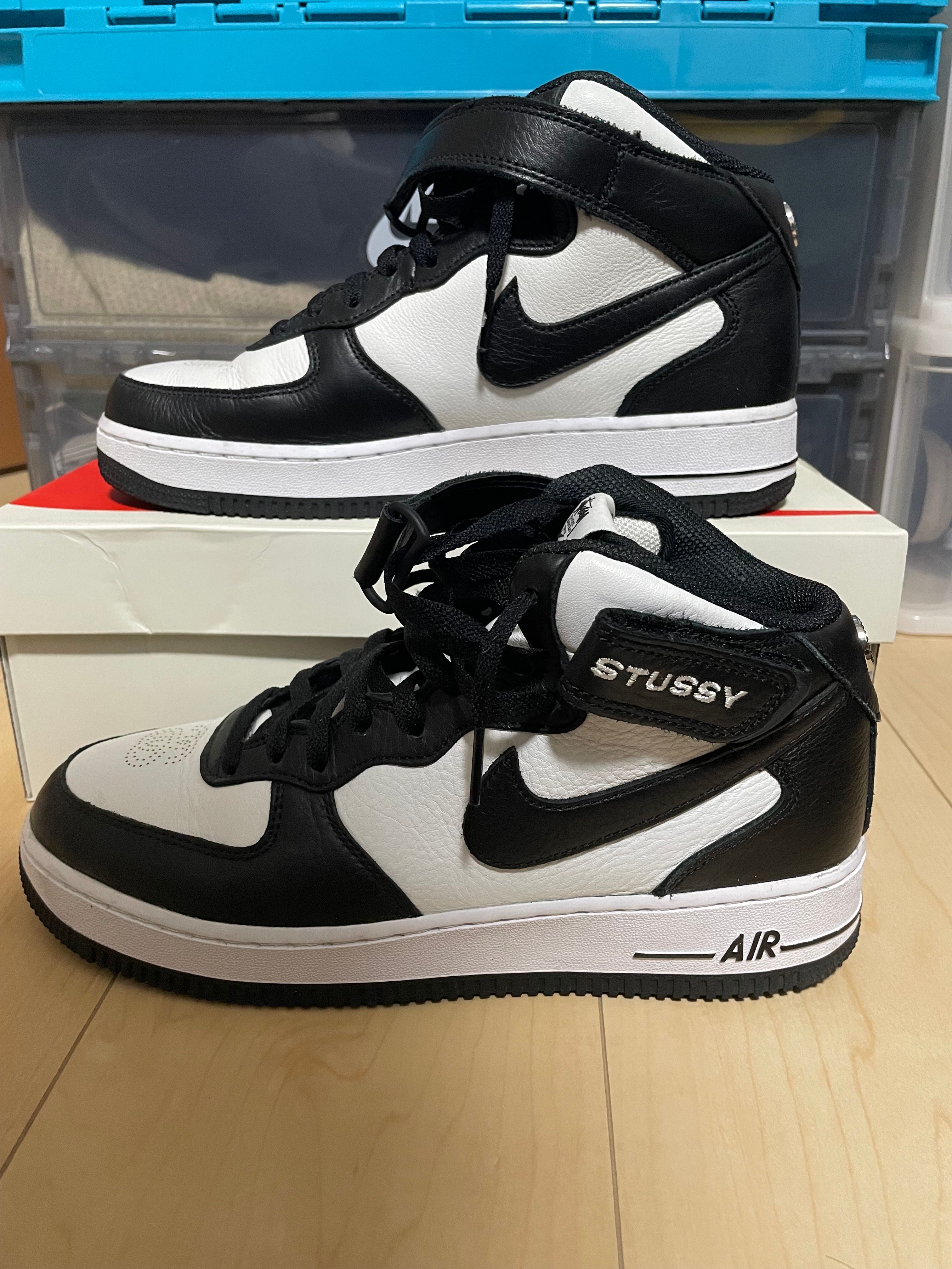 Stussy × Nike Air Force 1 Mid "Black and Light Bone"