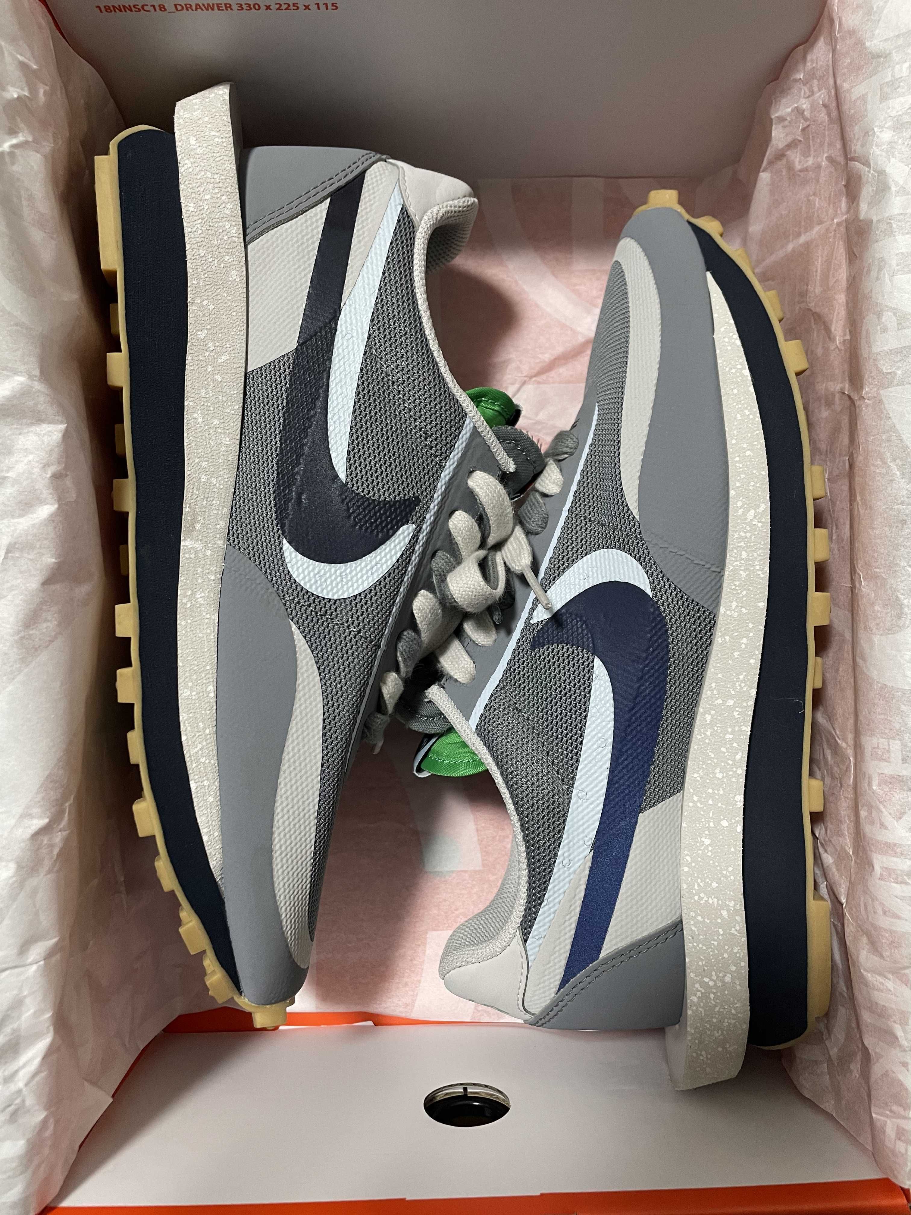 CLOT × Sacai × Nike LD Waffle "Grey Obsidian/Cool Grey"