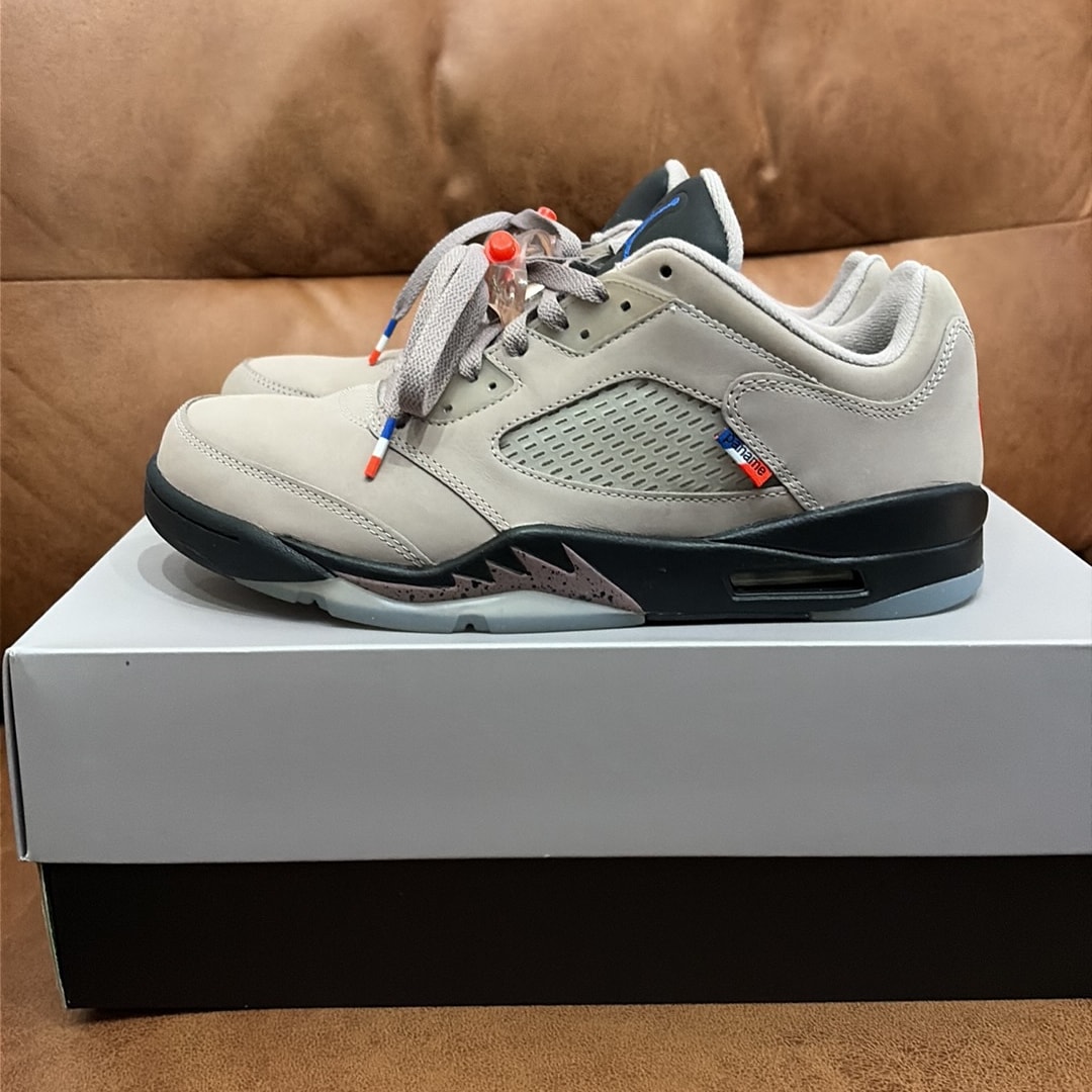 Paris Saint-Germain (PSG) × Nike Air Jordan 5 Retro Low "Pumice/Game Royal-Black-Plum Eclipse"