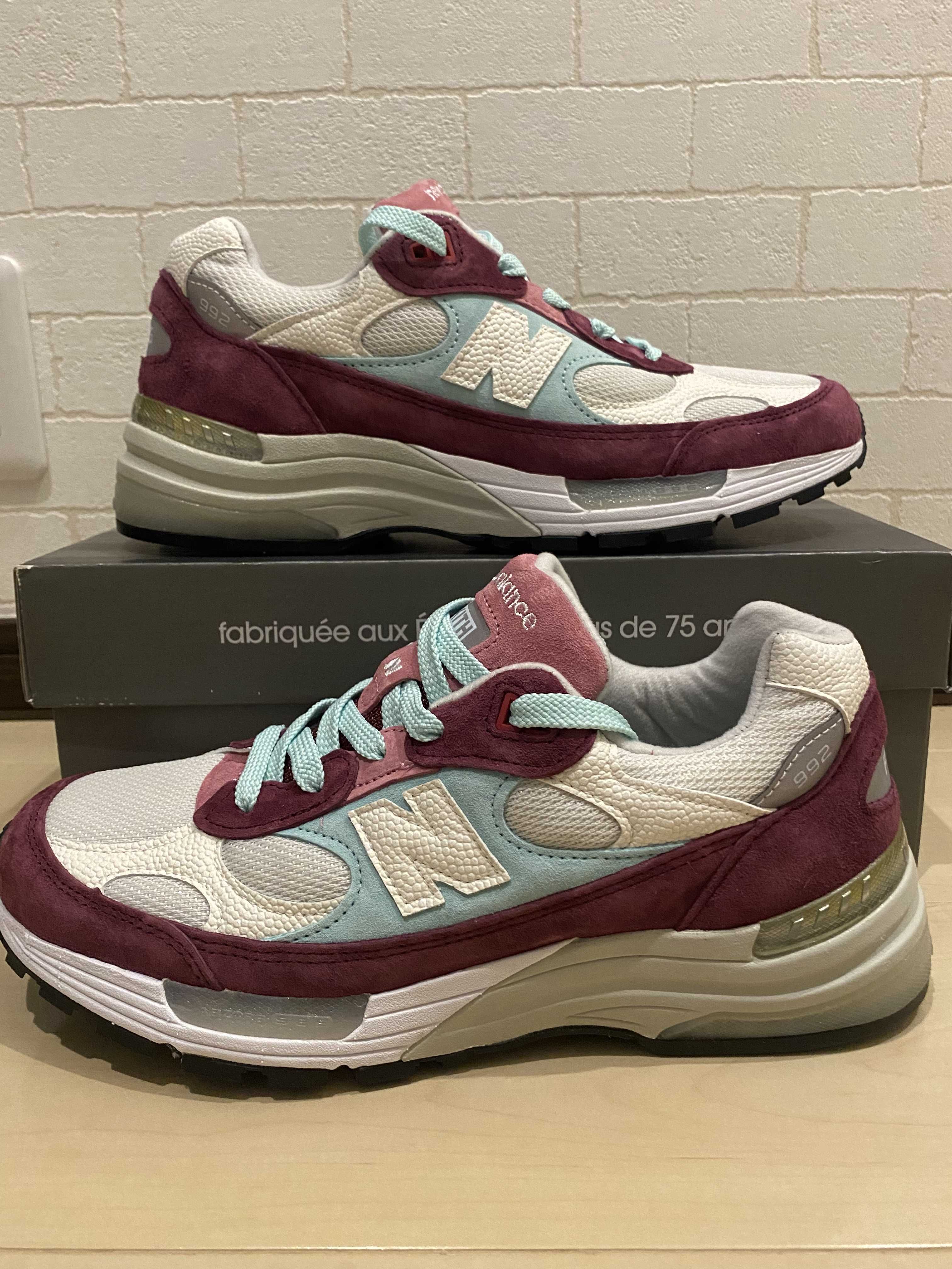 KITH × New Balance 992 Kithmas "Burgundy/White"