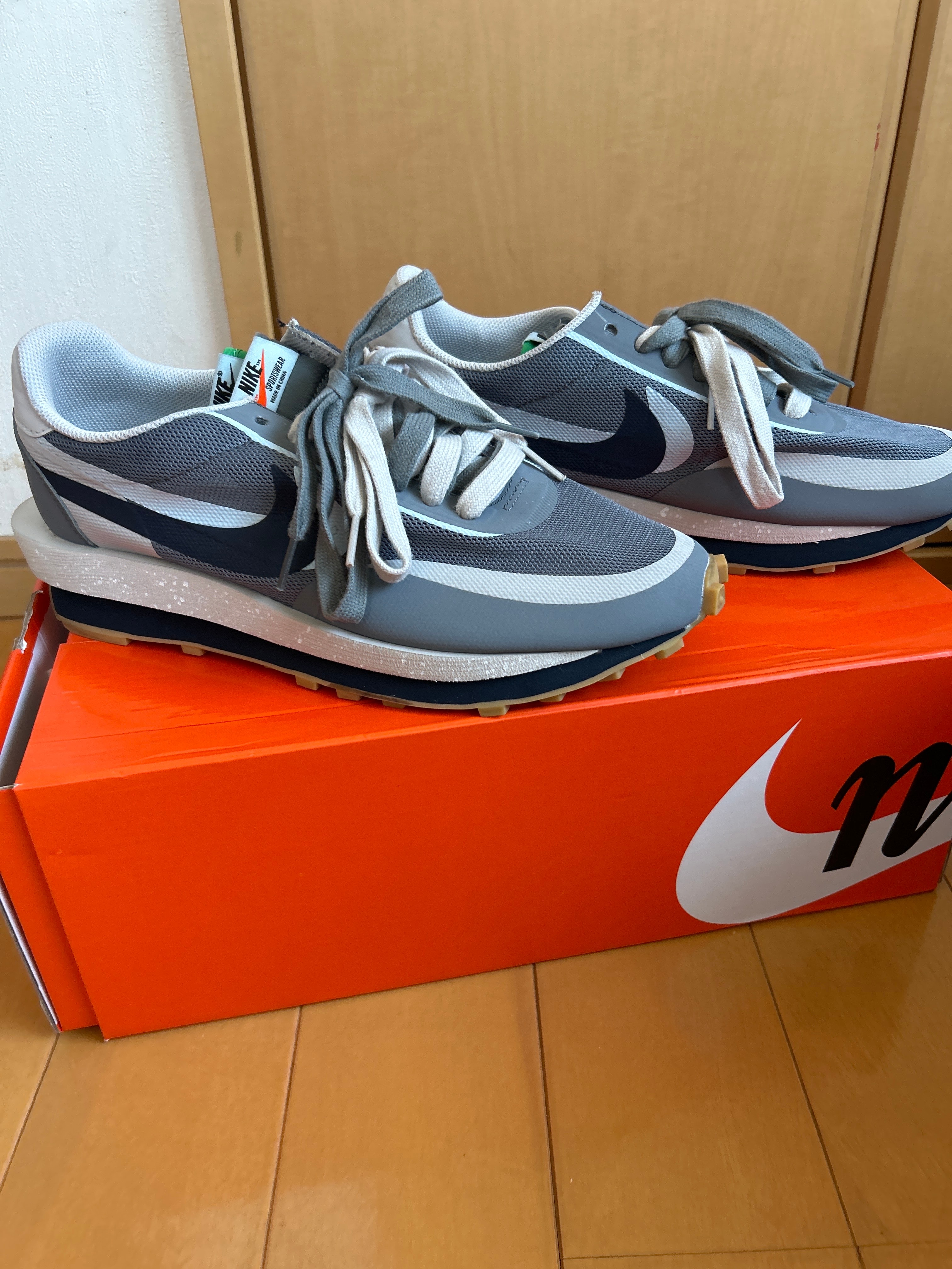 CLOT × Sacai × Nike LD Waffle "Grey Obsidian/Cool Grey"