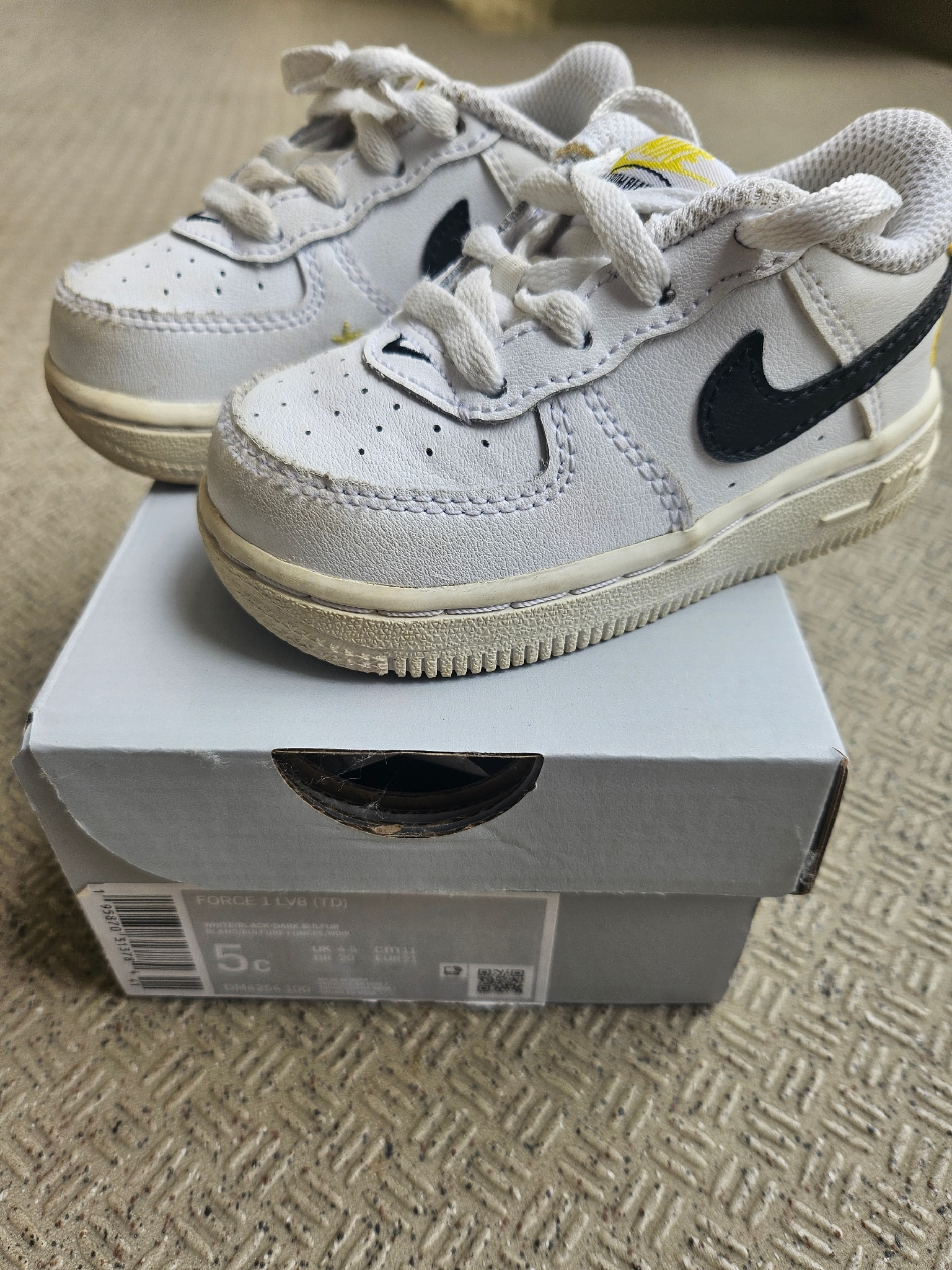 Nike TD Air Force 1 Low '07 LV8 "White/Black/Yellow"