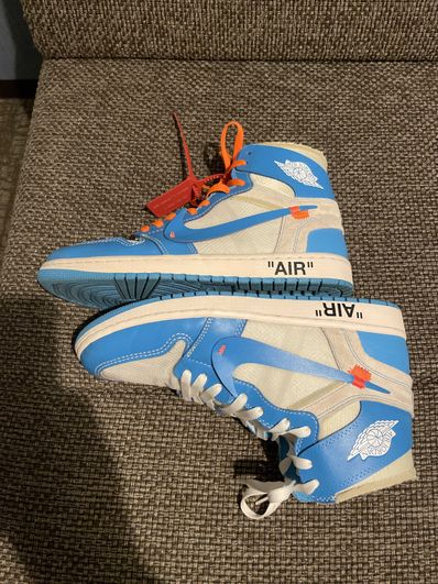 Off-White × Nike Air Jordan 1 High UNC "White/Dark Powder Blue"