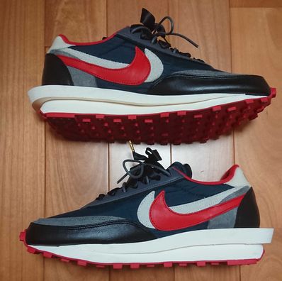 UNDERCOVER × sacai × Nike LD Waffle "Midnight Spruce/Pale Ivory-Dark Grey-University Red"
