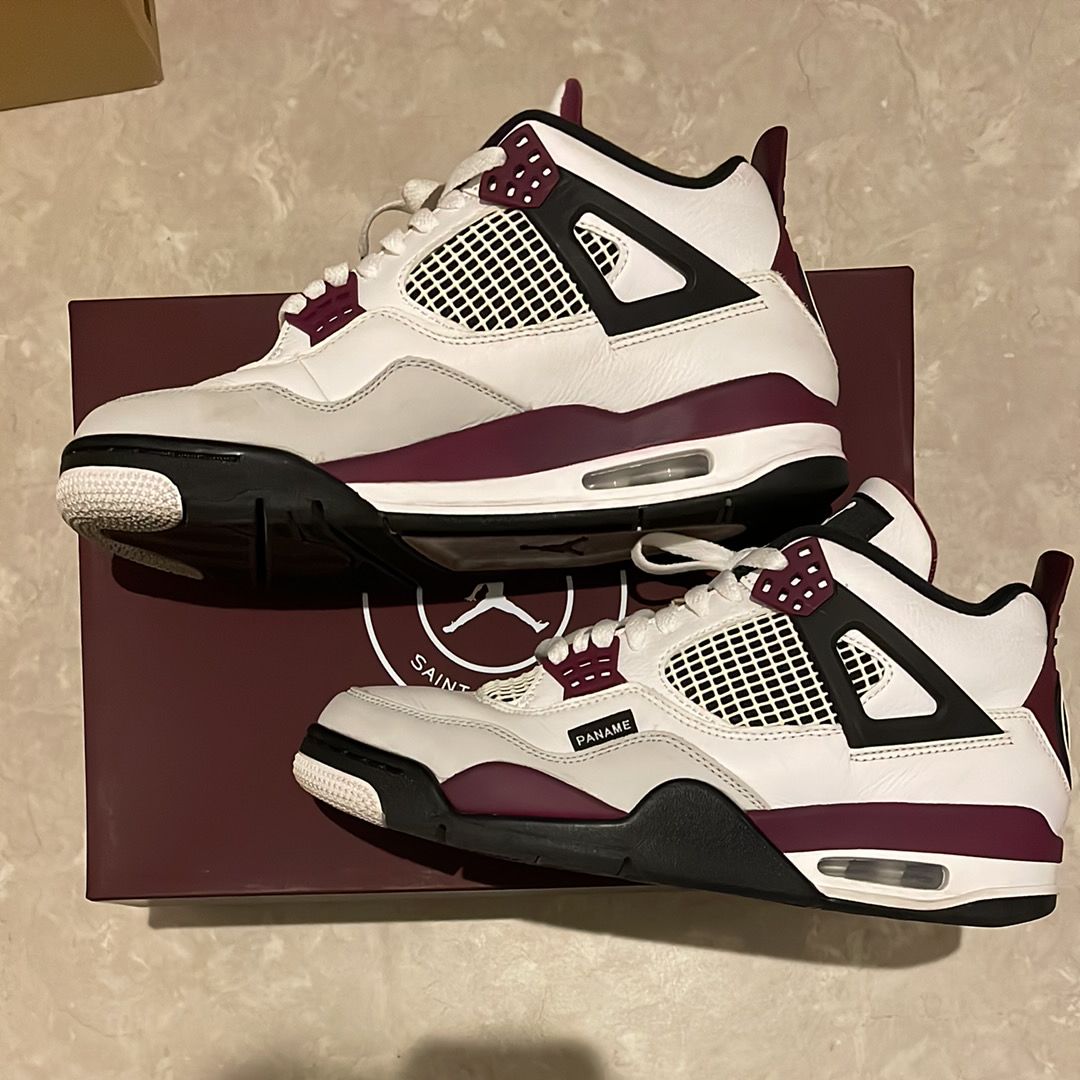 Paris Saint Germain ×Nike Air Jordan 4 Retro "White/Bordeaux/Neutral Gray"