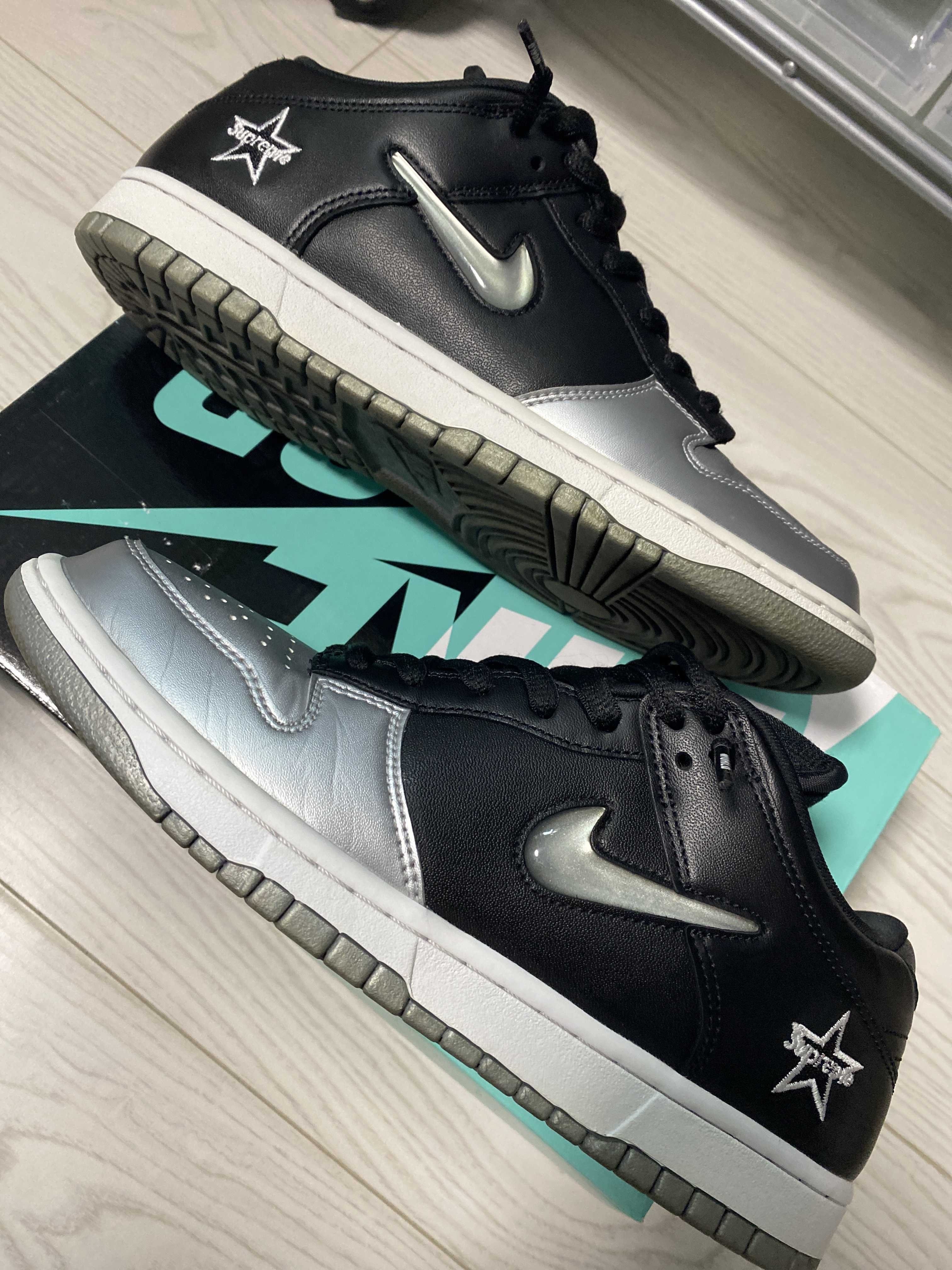 Supreme × Nike Dunk Low "Metallic Silver/Black"