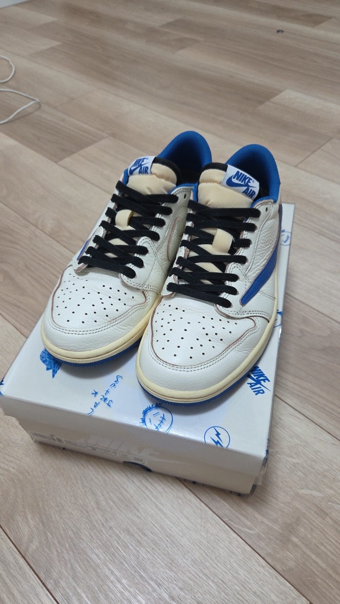 Travis Scott × fragment design × Nike Air Jordan 1 Low OG "Sail/Military Blue"