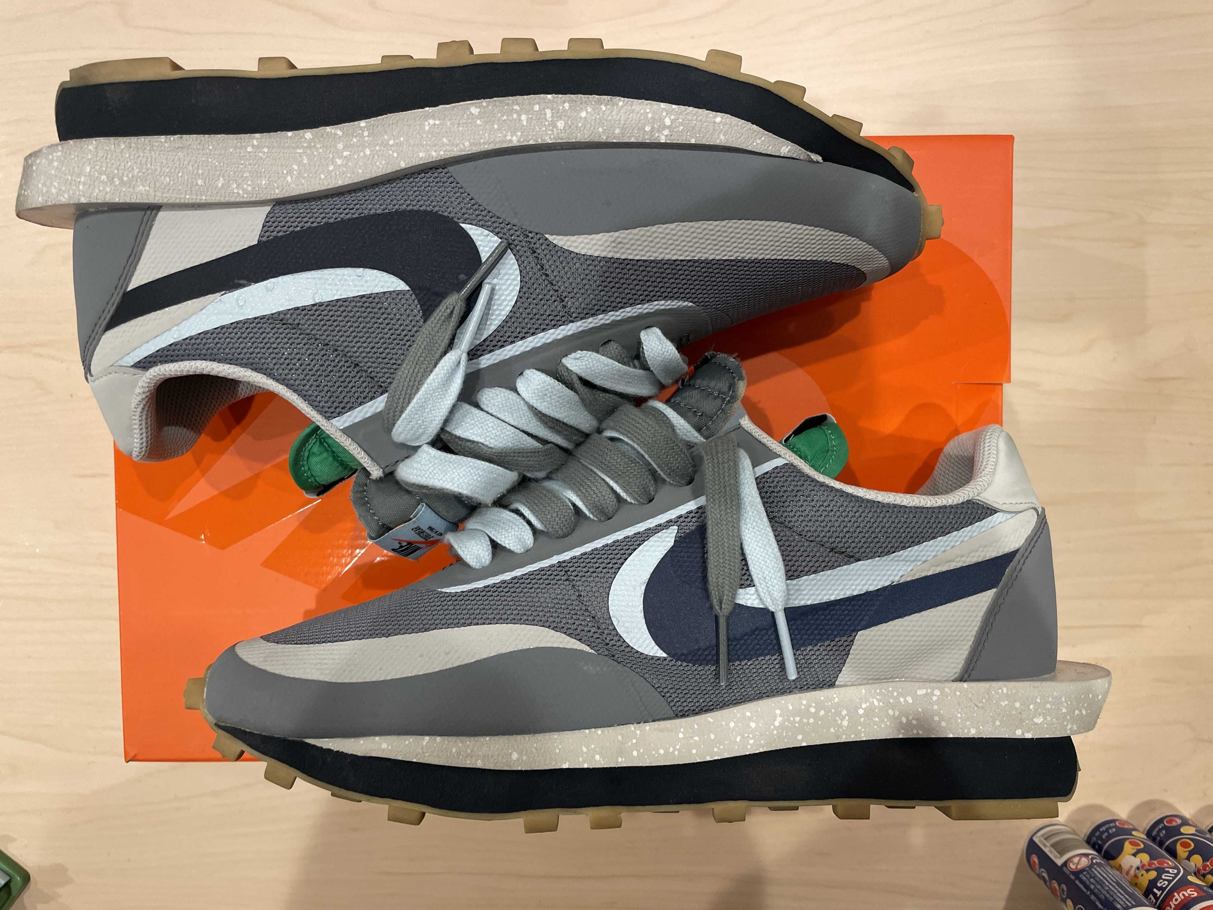 CLOT × Sacai × Nike LD Waffle "Grey Obsidian/Cool Grey"