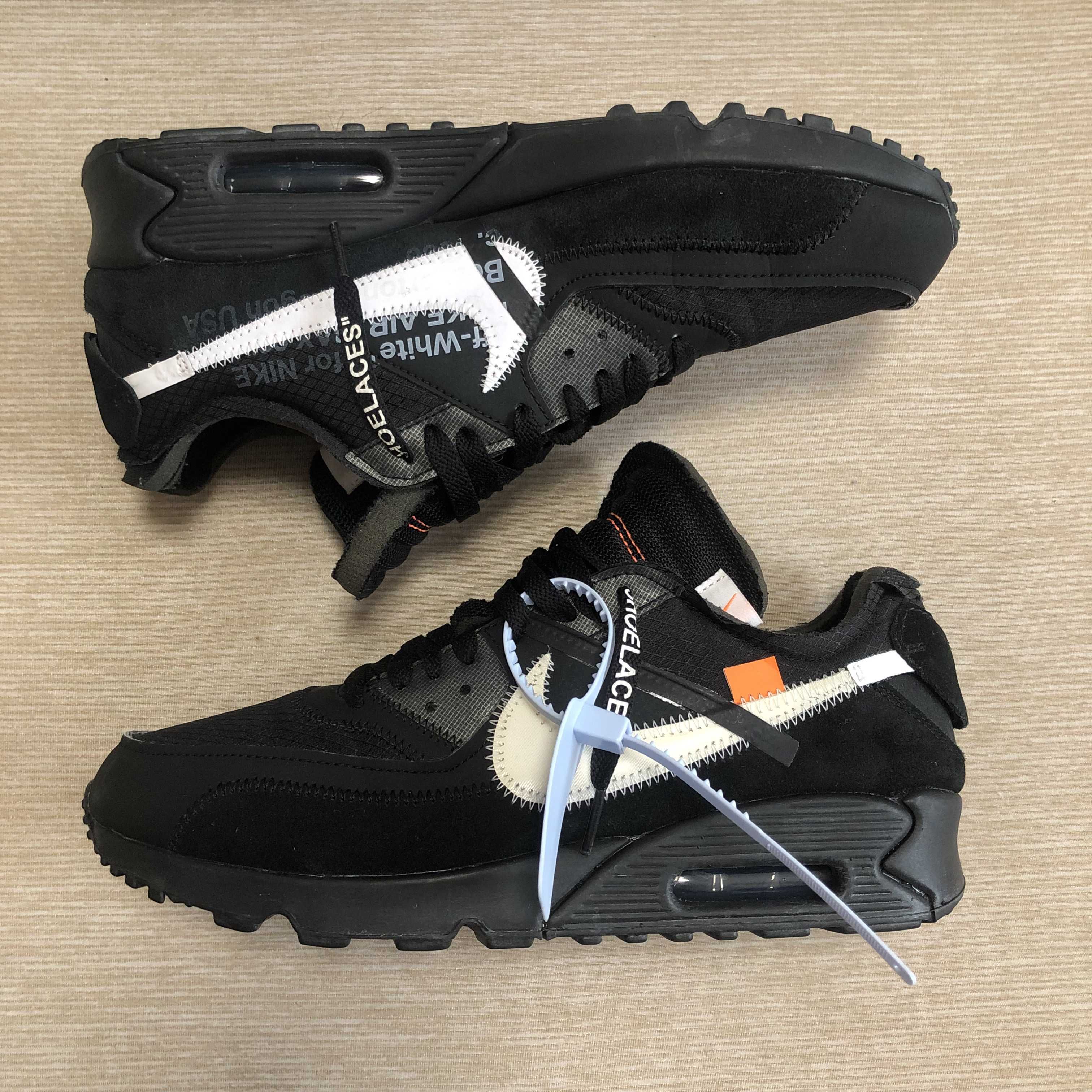 Off-White × Nike Air Max 90 "Black/Black-Cone-White"