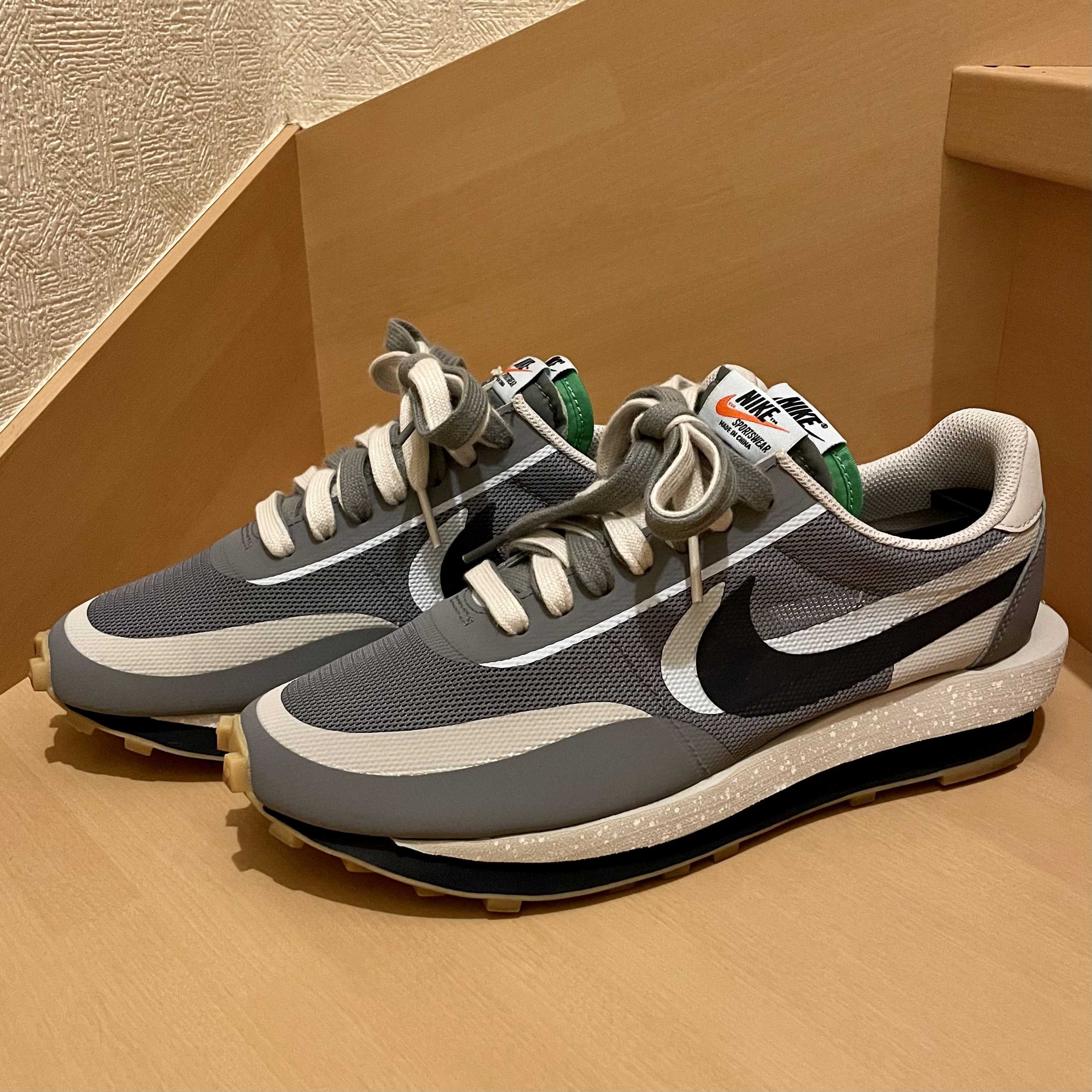 CLOT × Sacai × Nike LD Waffle "Grey Obsidian/Cool Grey"