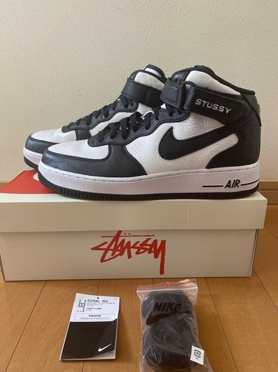 Stussy × Nike Air Force 1 Mid "Black and Light Bone"
