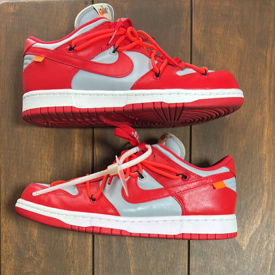 Off-White × Nike Dunk Low "University Red/Wolf Grey"