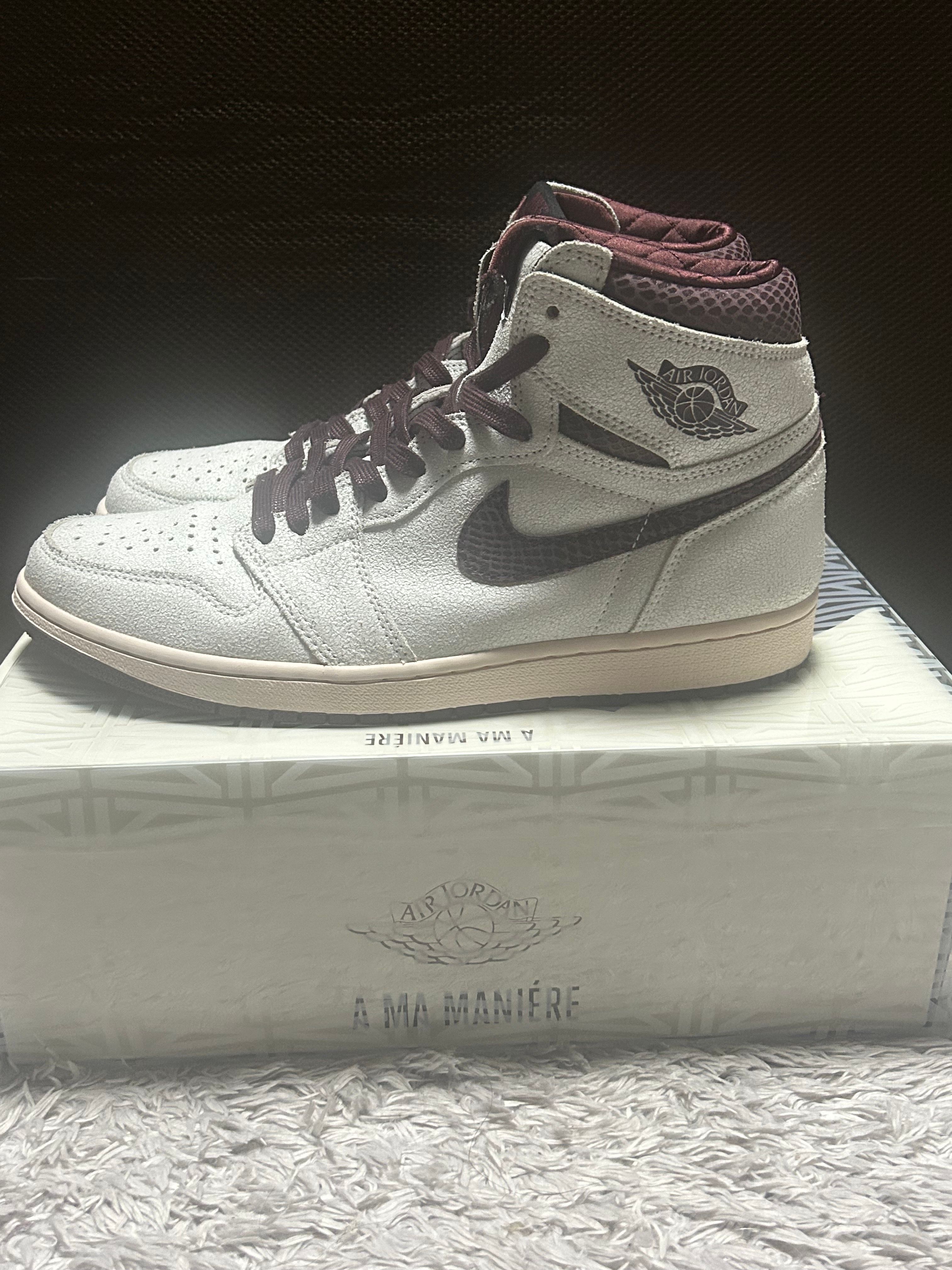 A Ma Maniere × Nike Air Jordan 1 Retro High OG "Sail and Burgundy"