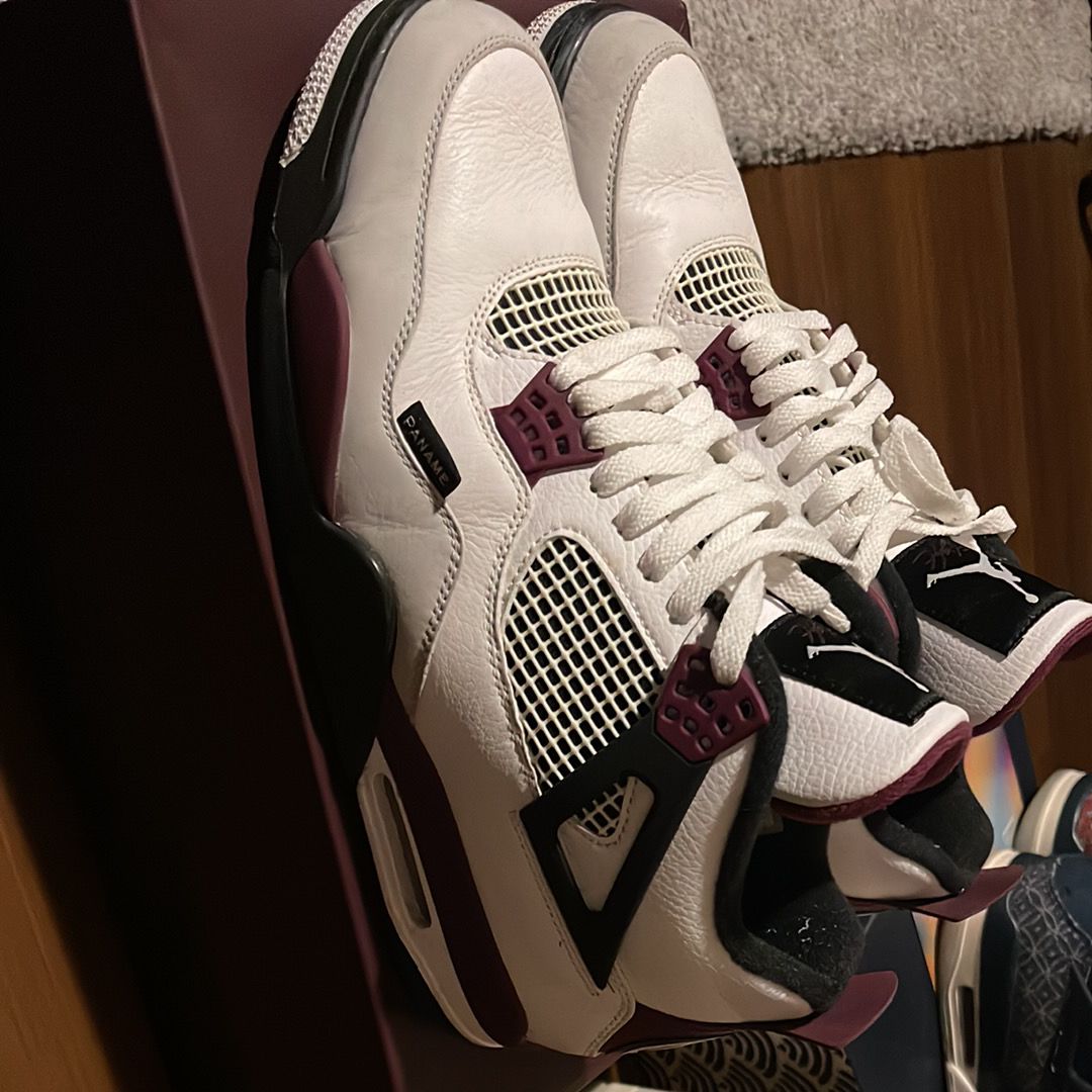 Paris Saint Germain ×Nike Air Jordan 4 Retro "White/Bordeaux/Neutral Gray"