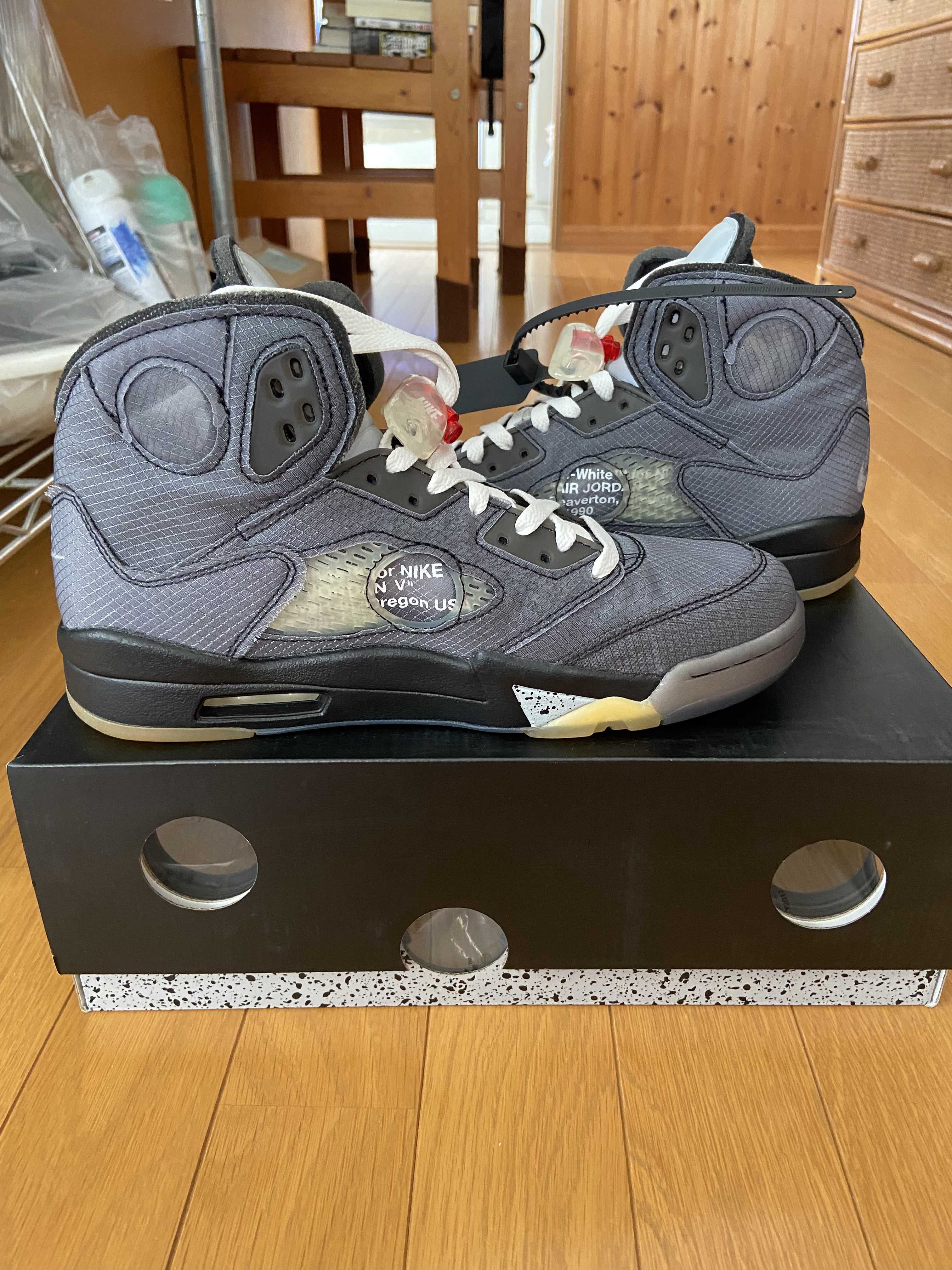 Off-White × Nike Air Jordan 5 "Black/Muslin/Fire Red"